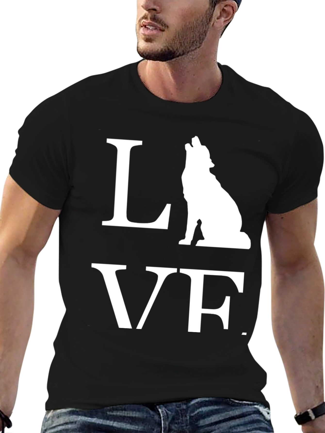 Wolf LOVE Graphic Tee - Mens Black T-Shirt