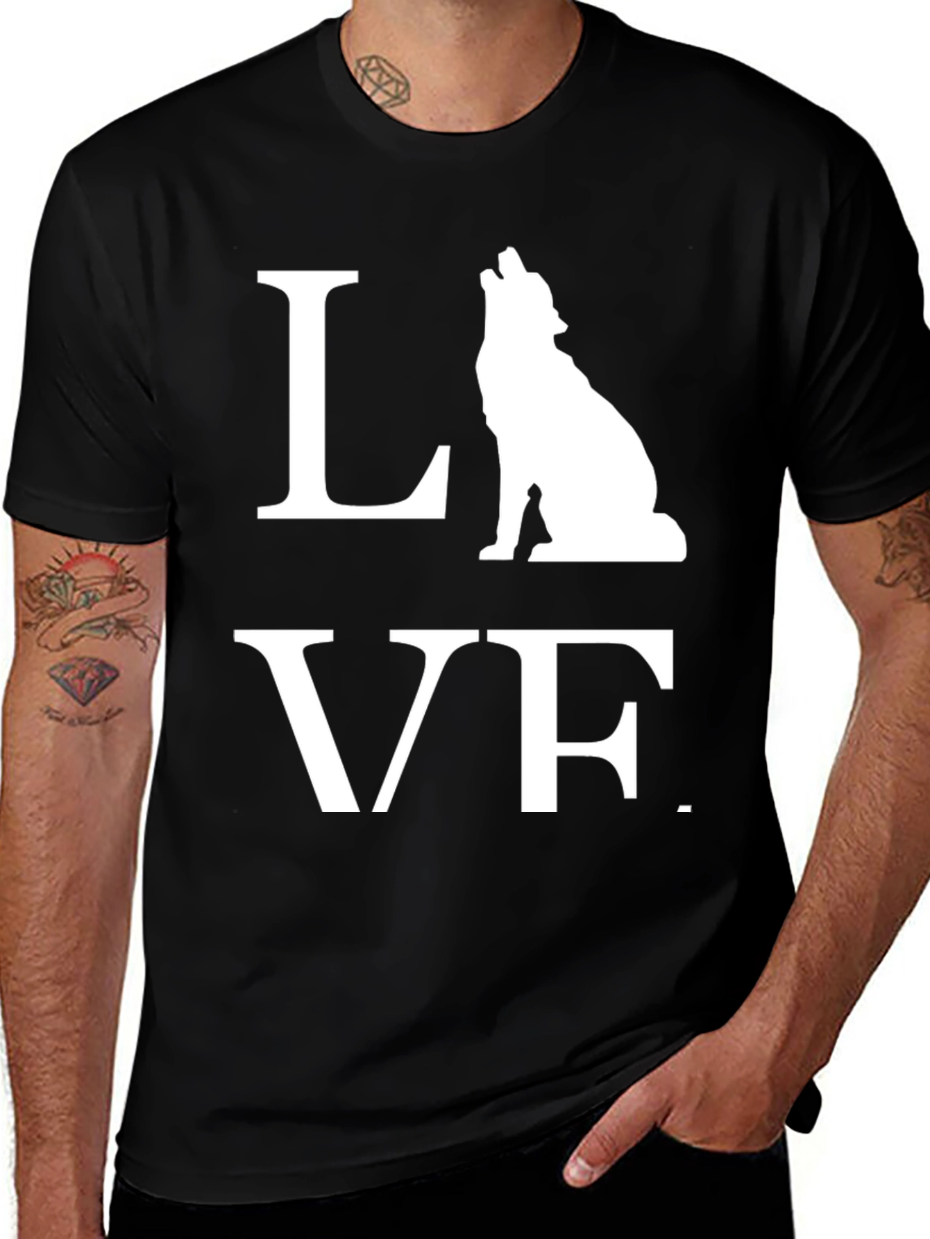 Wolf LOVE Graphic Tee - Mens Black T-Shirt