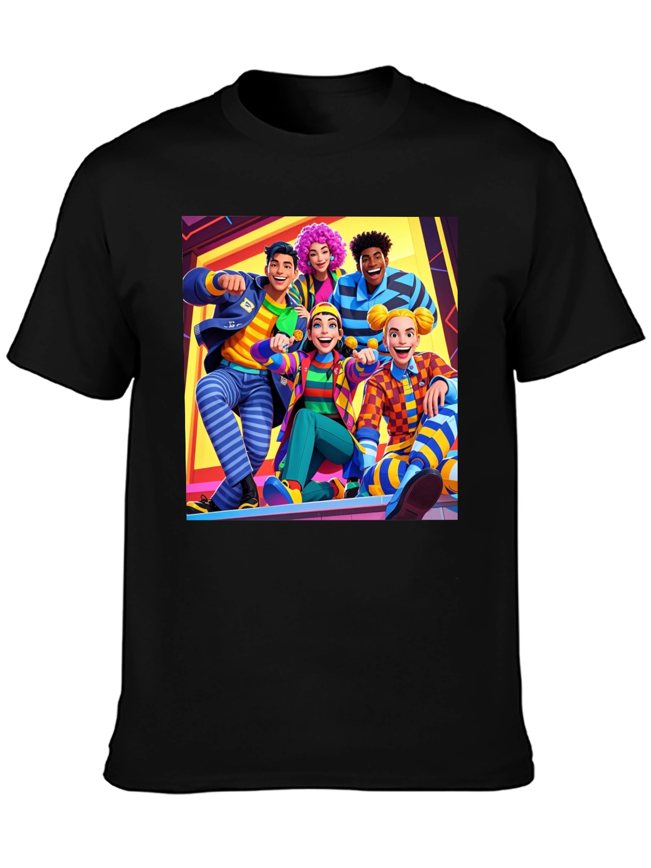 Fun Cartoon Crew Black Tee