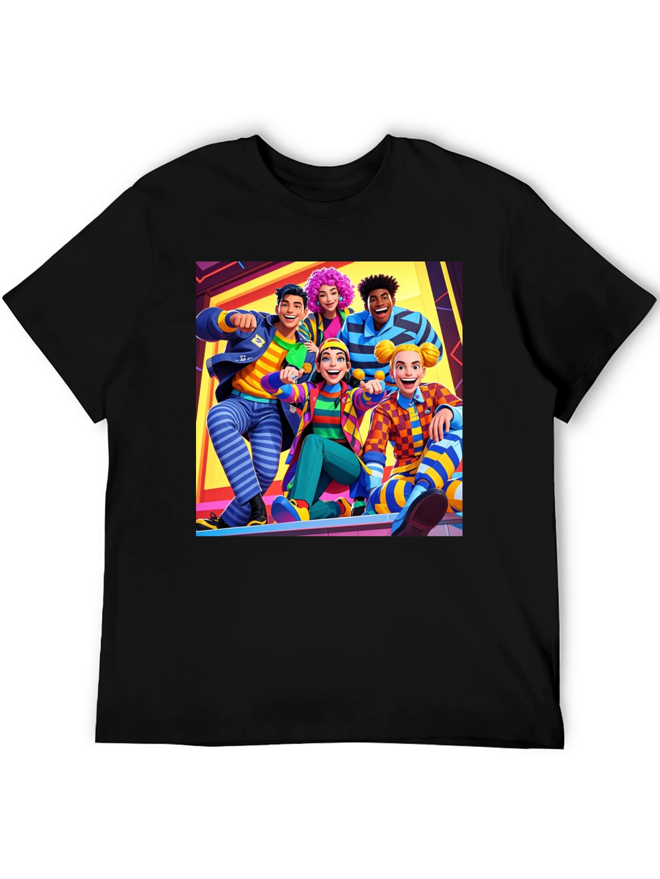 Fun Cartoon Crew Black Tee