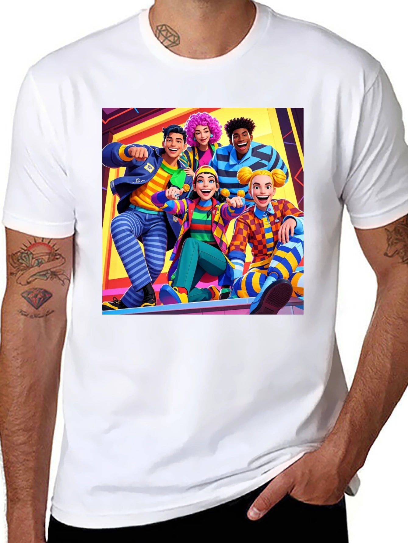 Fun Cartoon Crew Black Tee