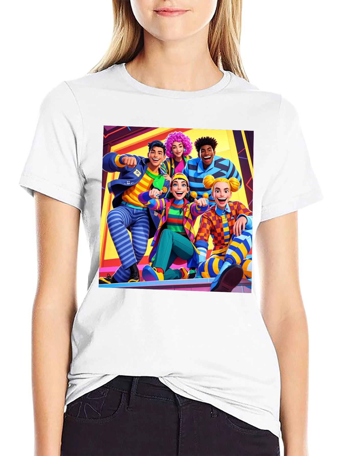 Fun Cartoon Crew Black Tee