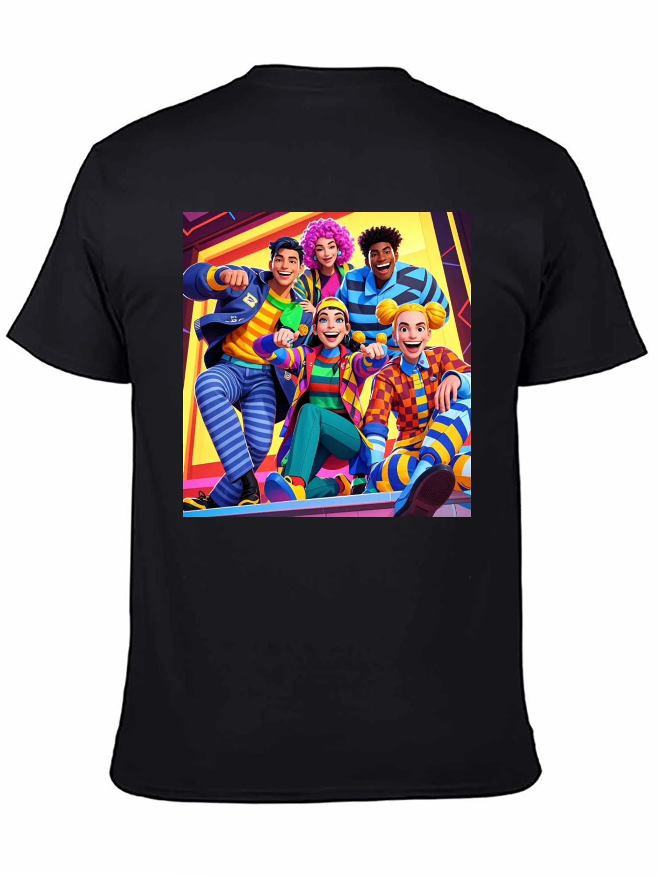Fun Cartoon Crew Black Tee