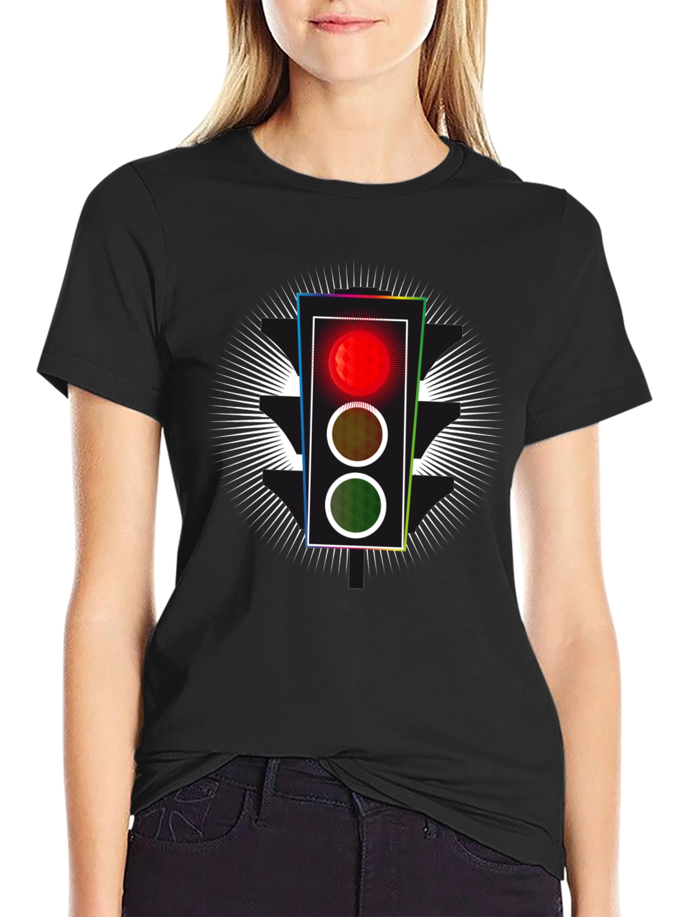 Traffic Light Graphic Tee - Black T-Shirt