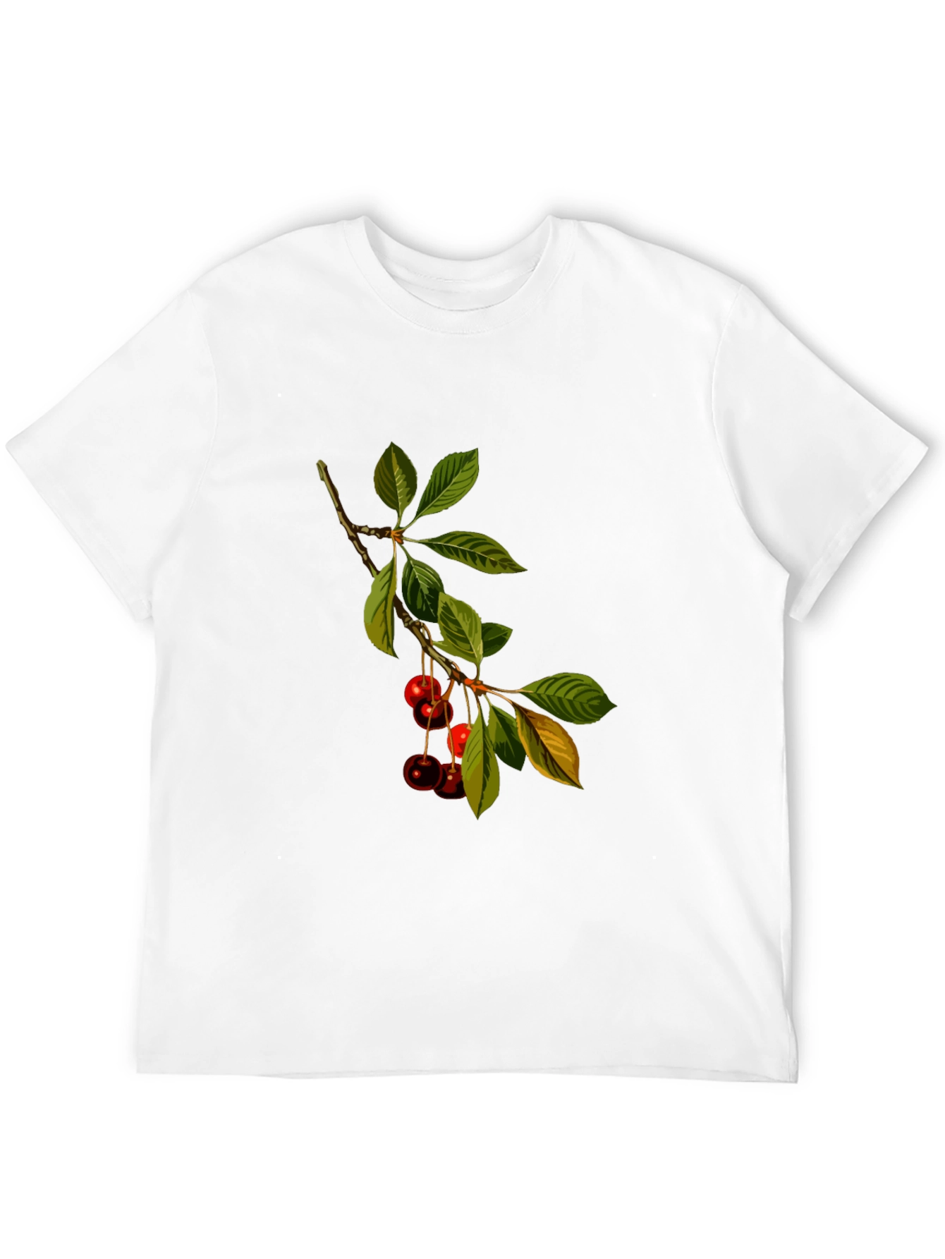 Cherry Branch Print Black T-Shirt