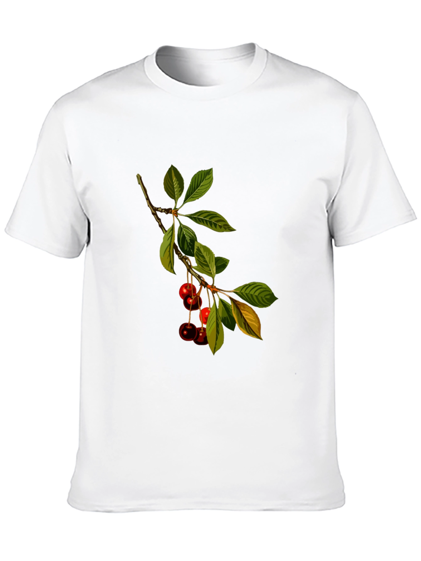 Cherry Branch Print Black T-Shirt
