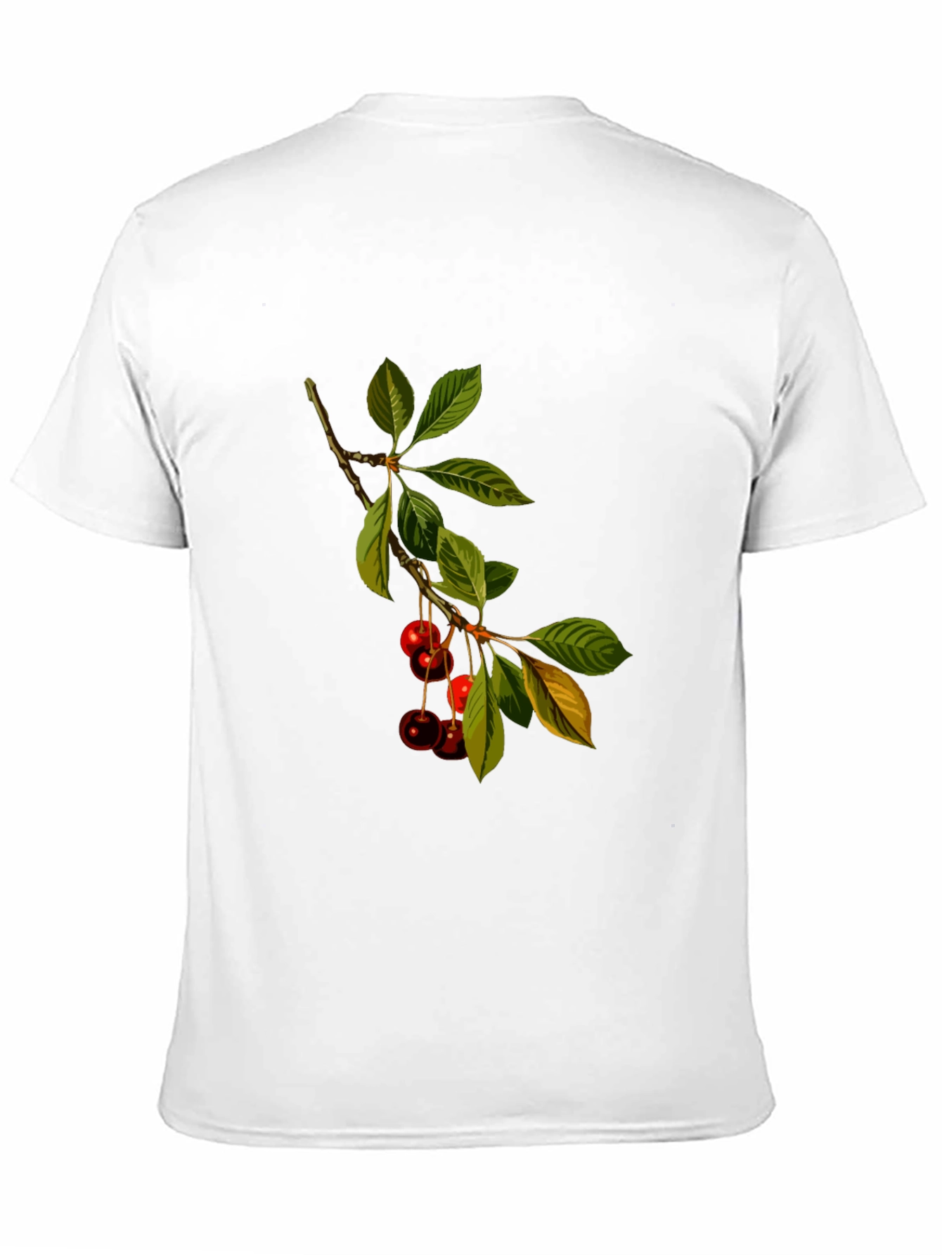 Cherry Branch Print Black T-Shirt