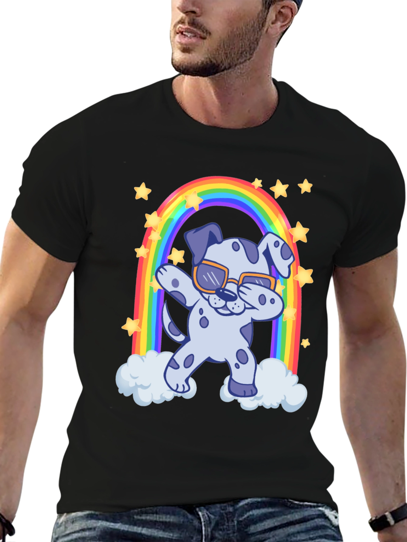Dabbing Dalmatian Rainbow T-Shirt