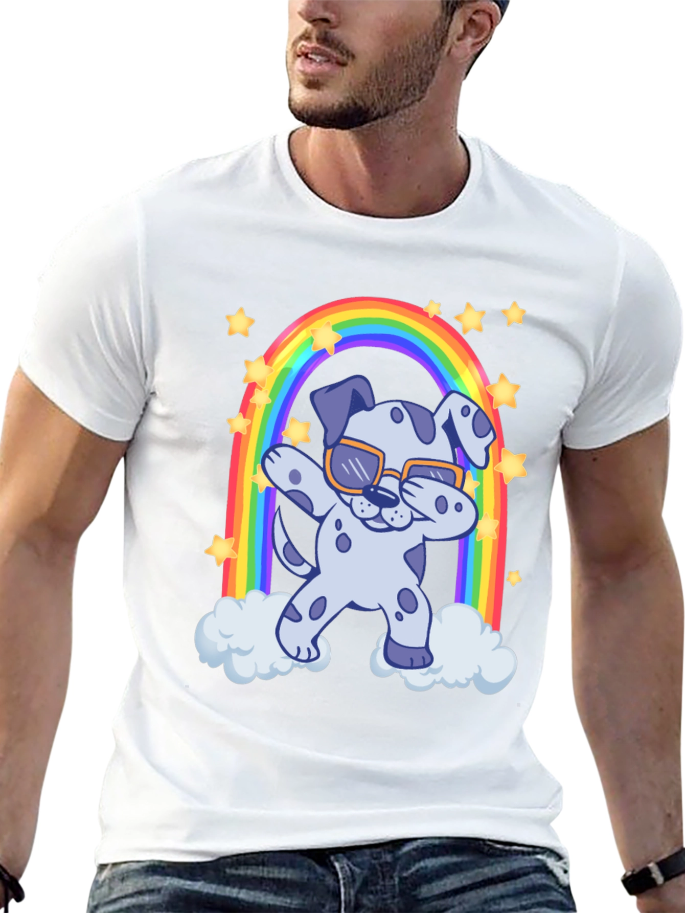 Dabbing Dalmatian Rainbow T-Shirt