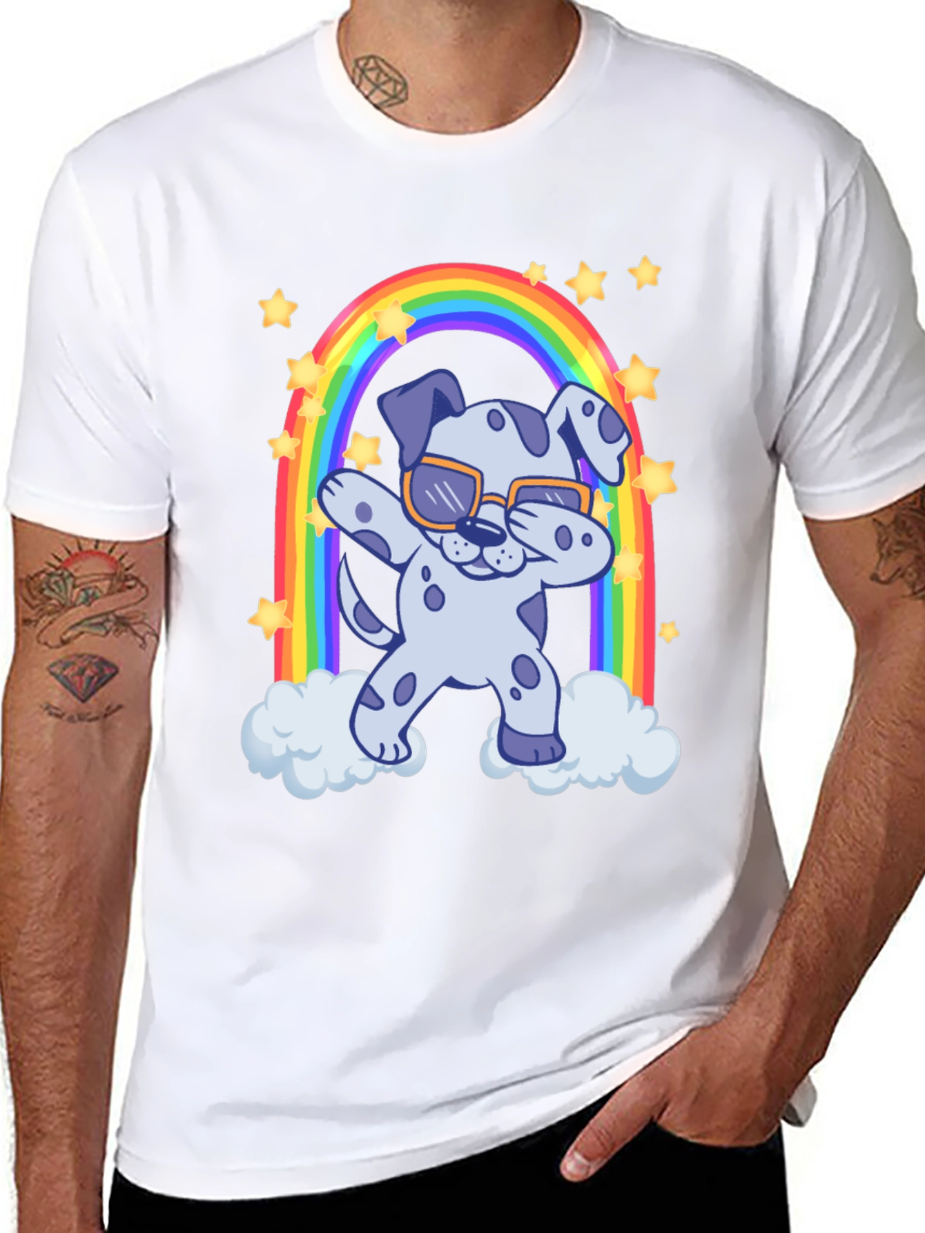 Dabbing Dalmatian Rainbow T-Shirt