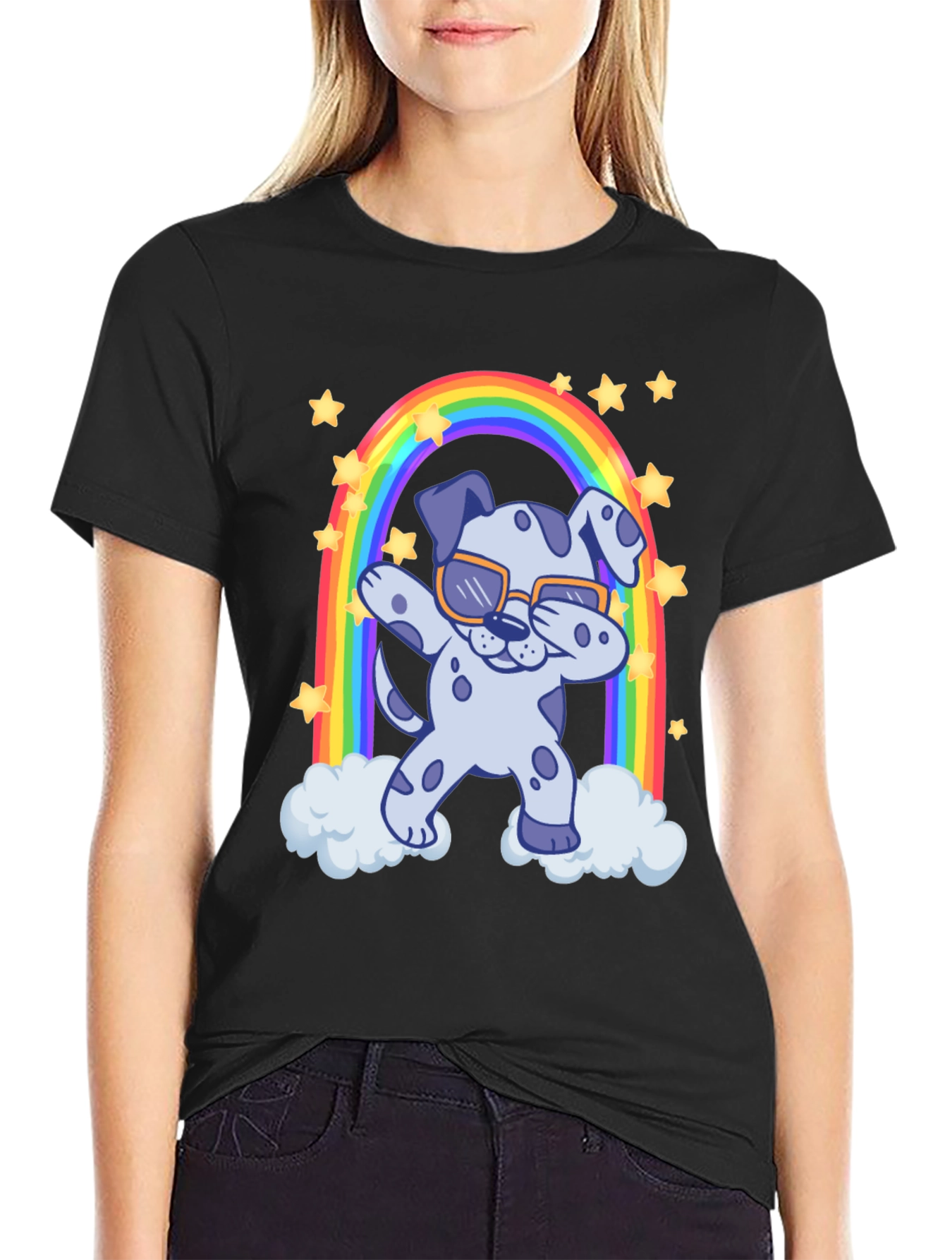 Dabbing Dalmatian Rainbow T-Shirt