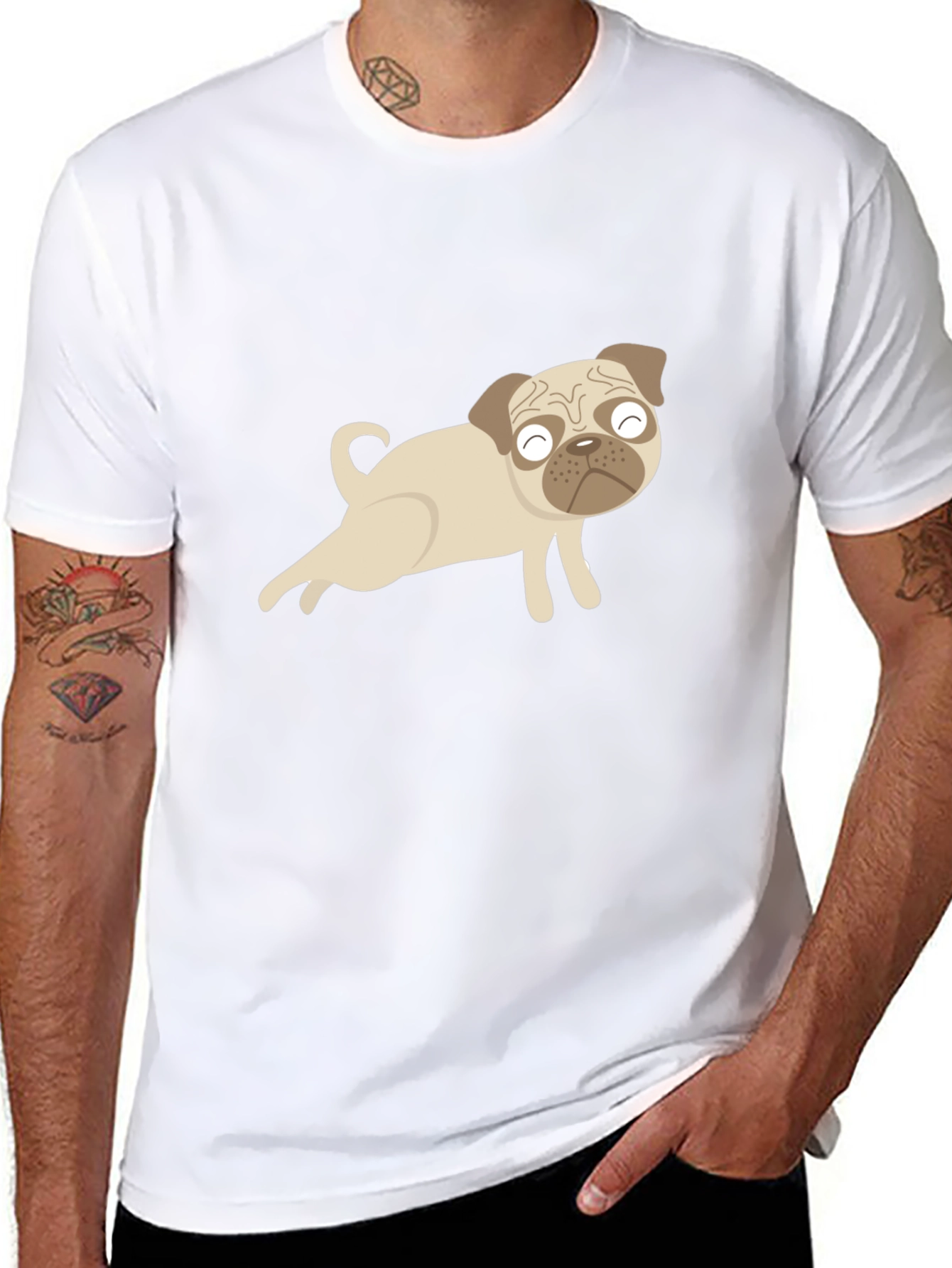 Cute Pug Graphic Black T-Shirt