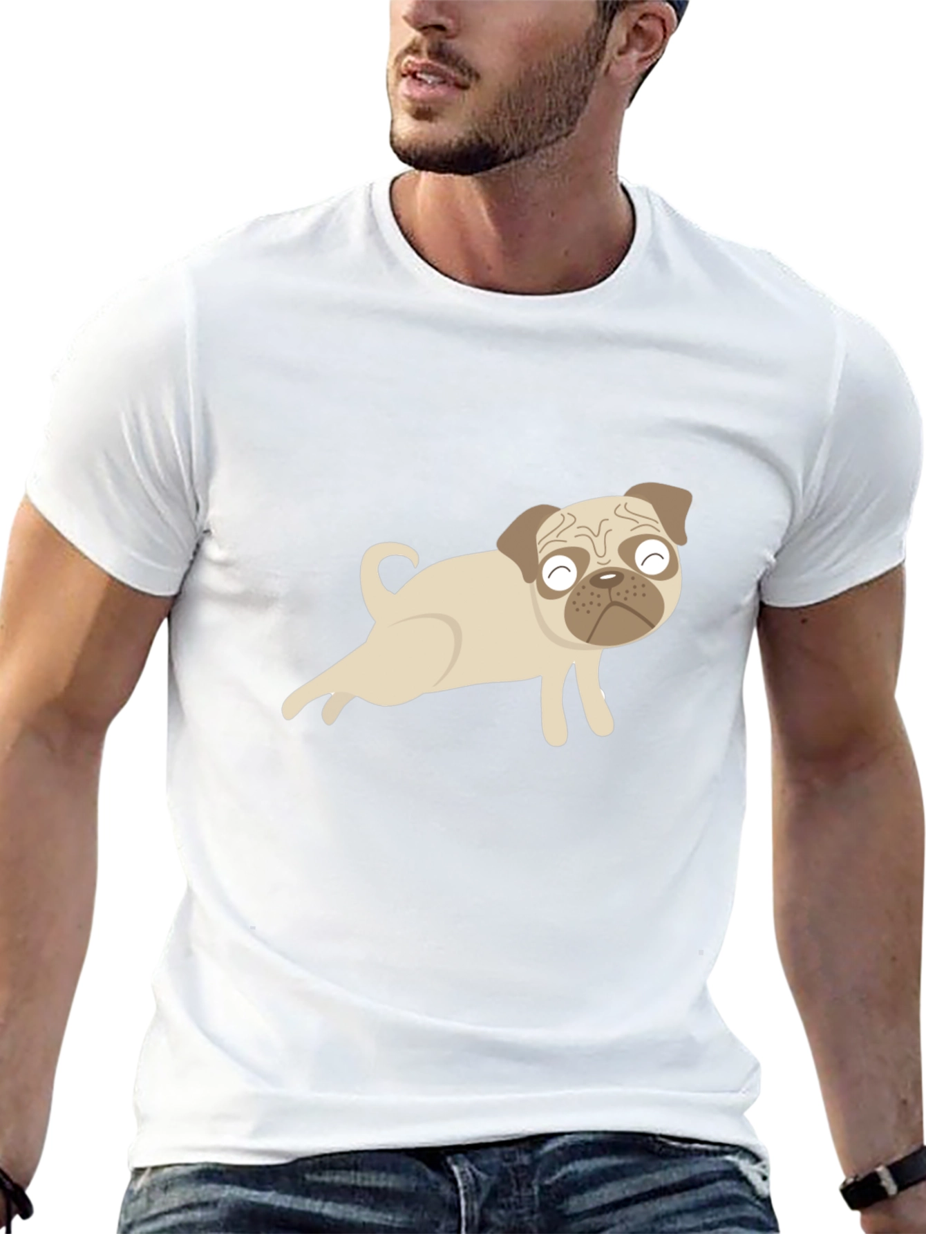 Cute Pug Graphic Black T-Shirt