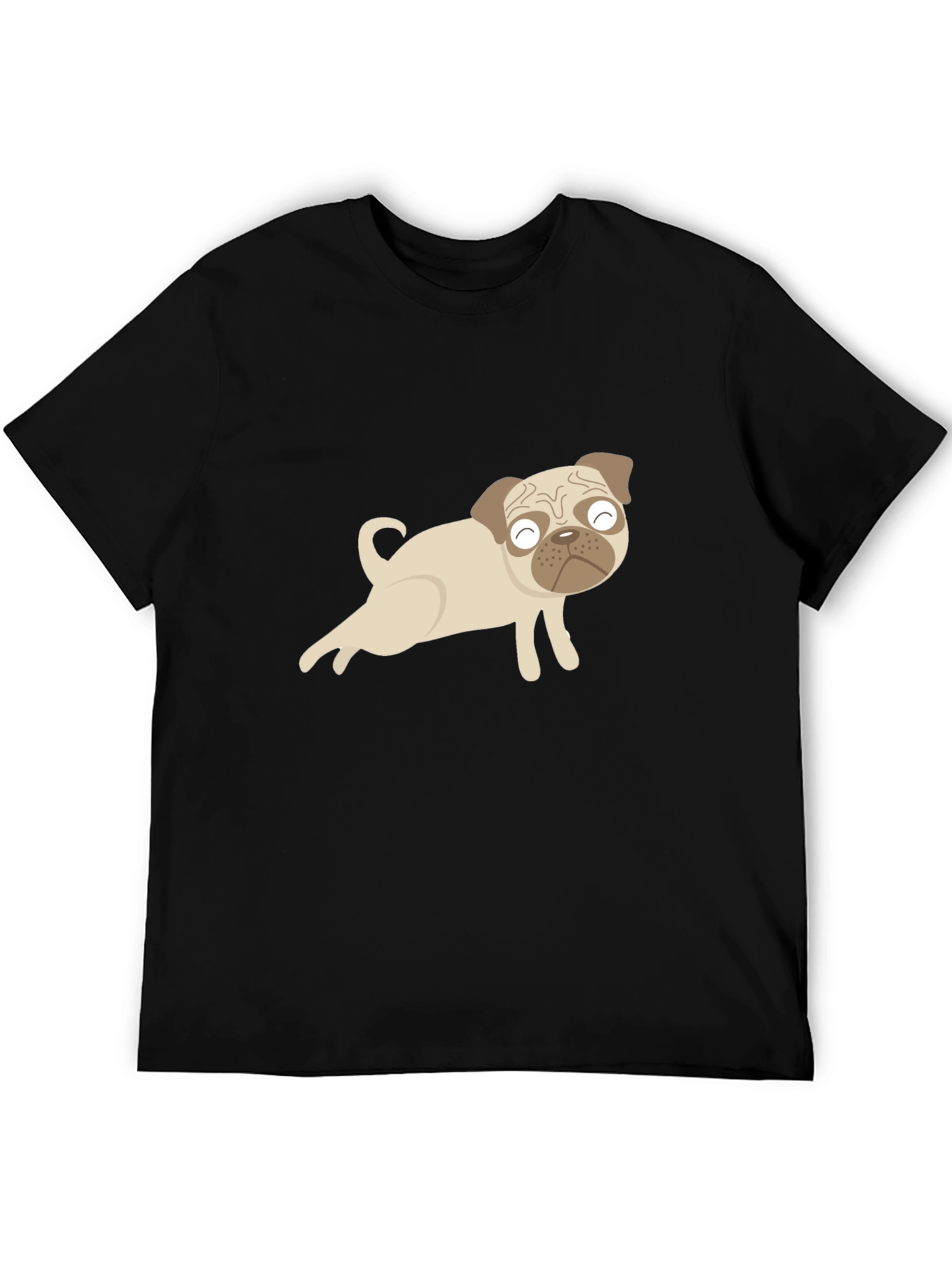 Cute Pug Graphic Black T-Shirt