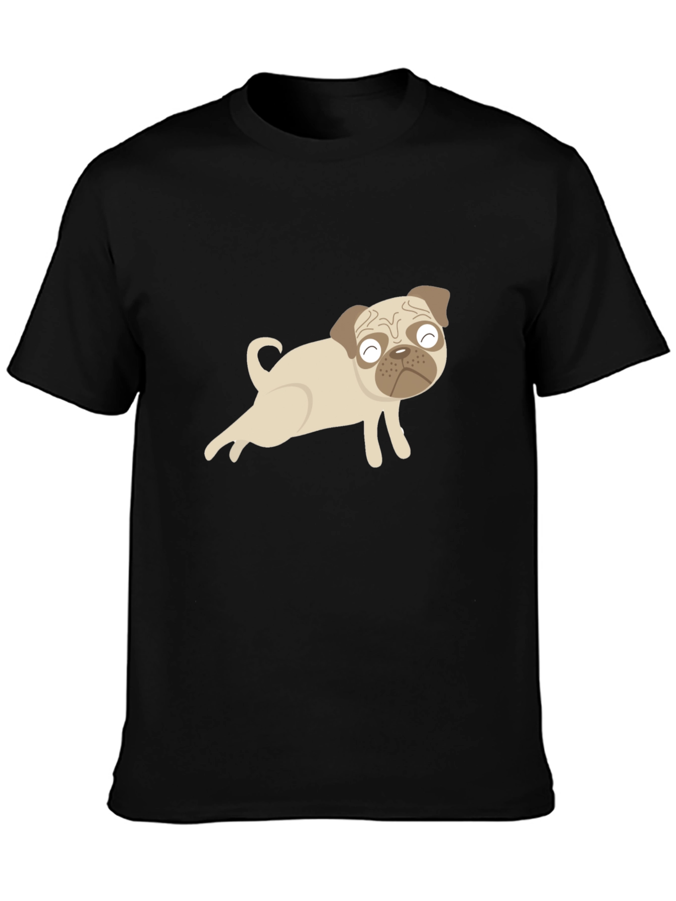 Cute Pug Graphic Black T-Shirt