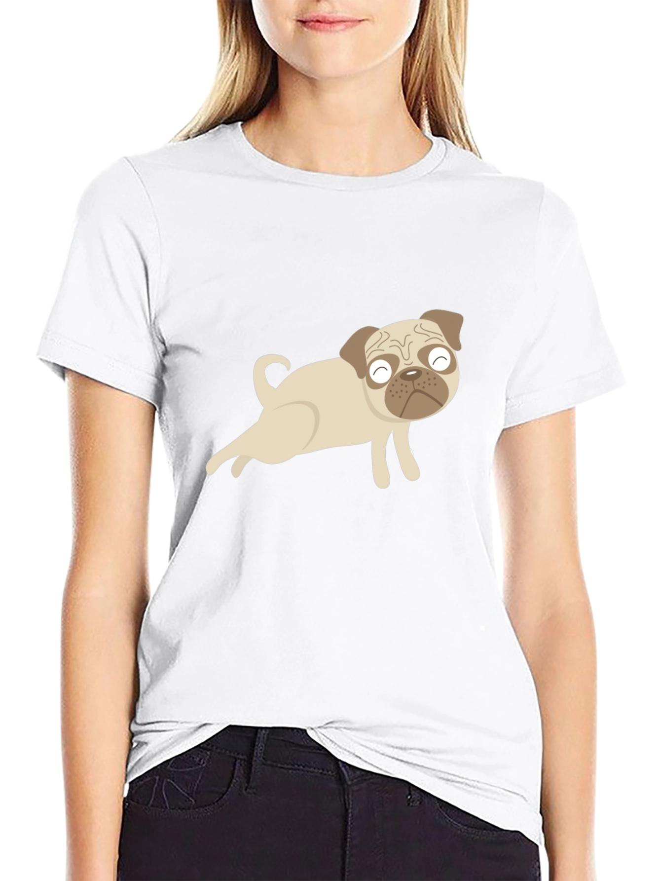 Cute Pug Graphic Black T-Shirt