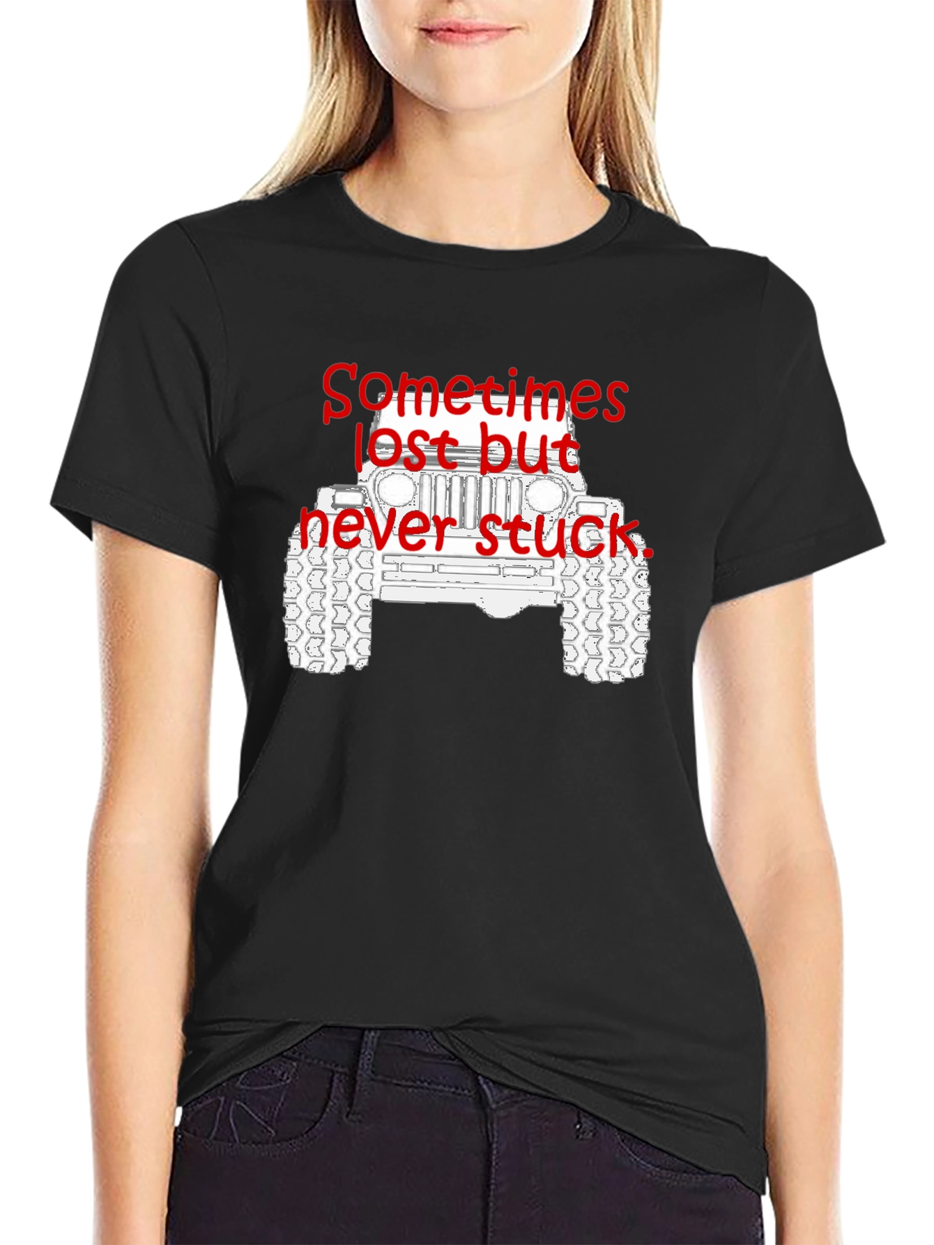 Lost But Never Stuck Jeep Graphic T-Shirt
