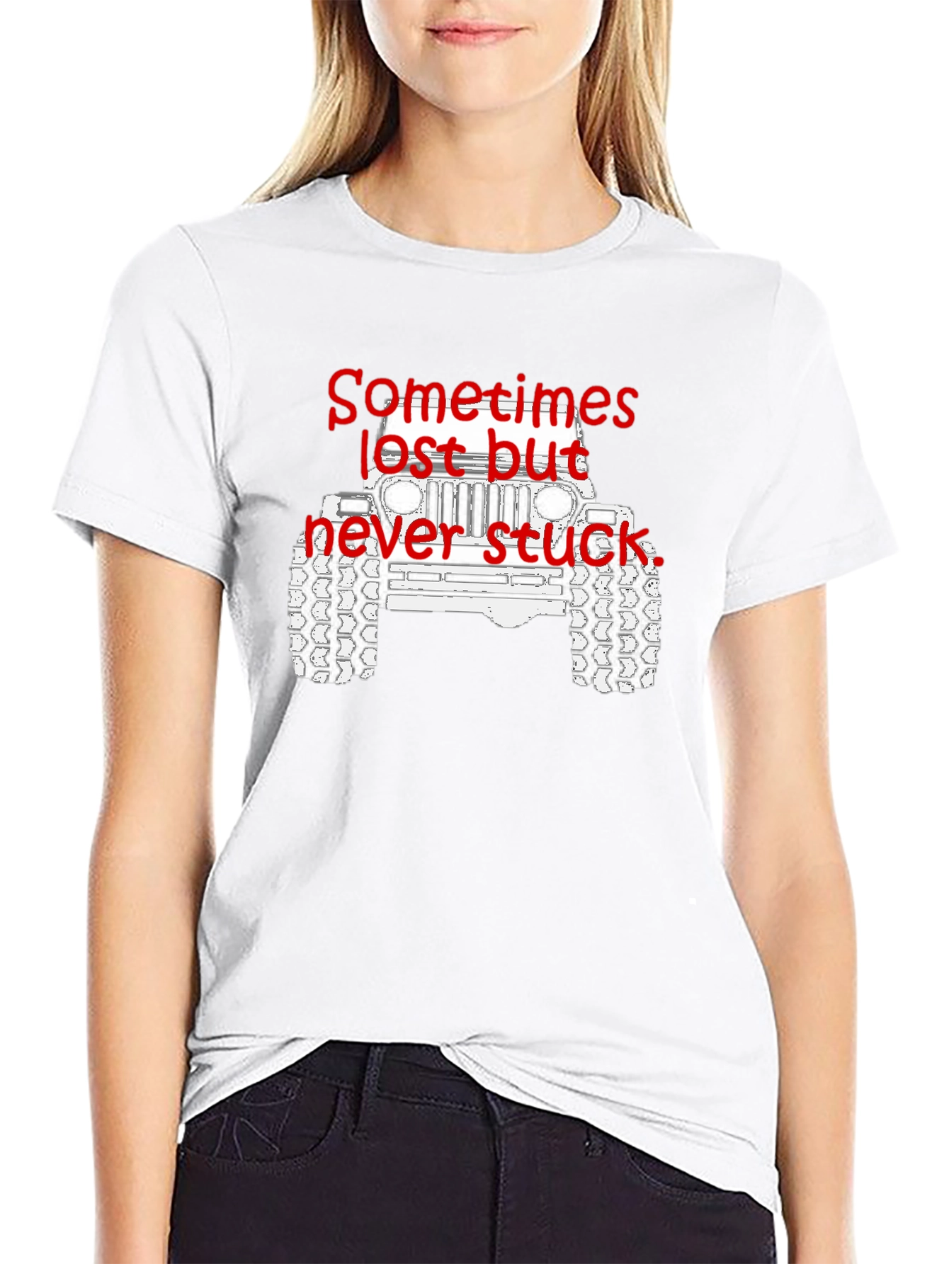 Lost But Never Stuck Jeep Graphic T-Shirt