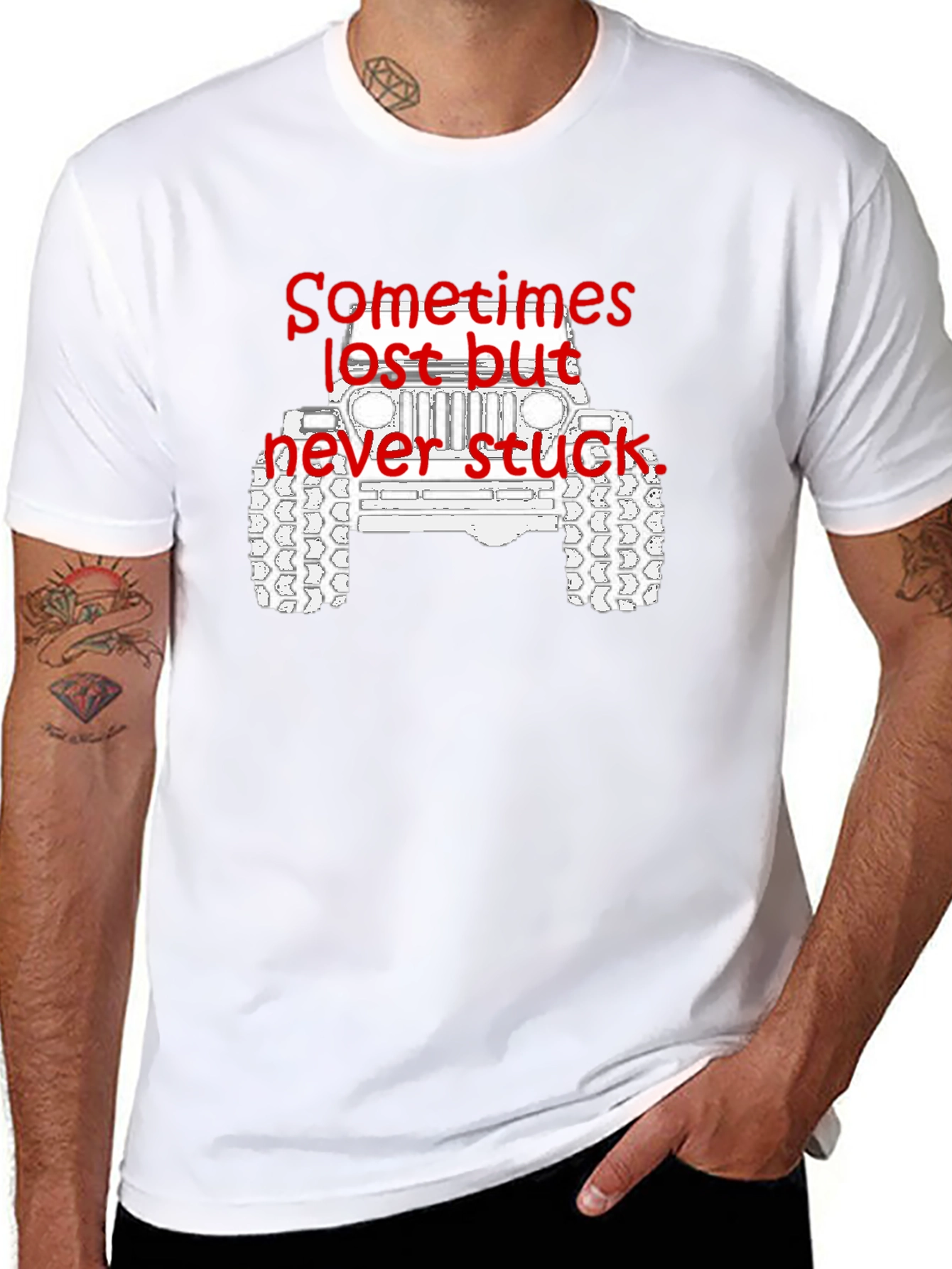 Lost But Never Stuck Jeep Graphic T-Shirt