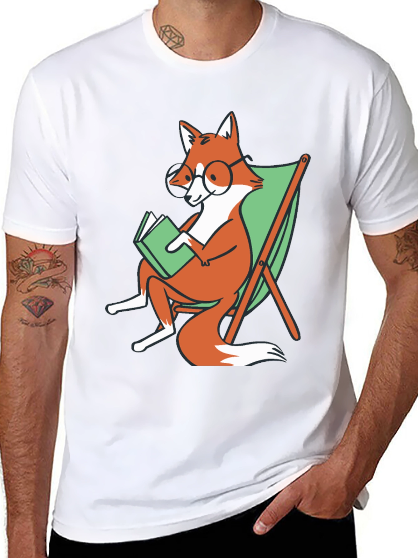 Fox Reading Book T-Shirt - Smart & Casual