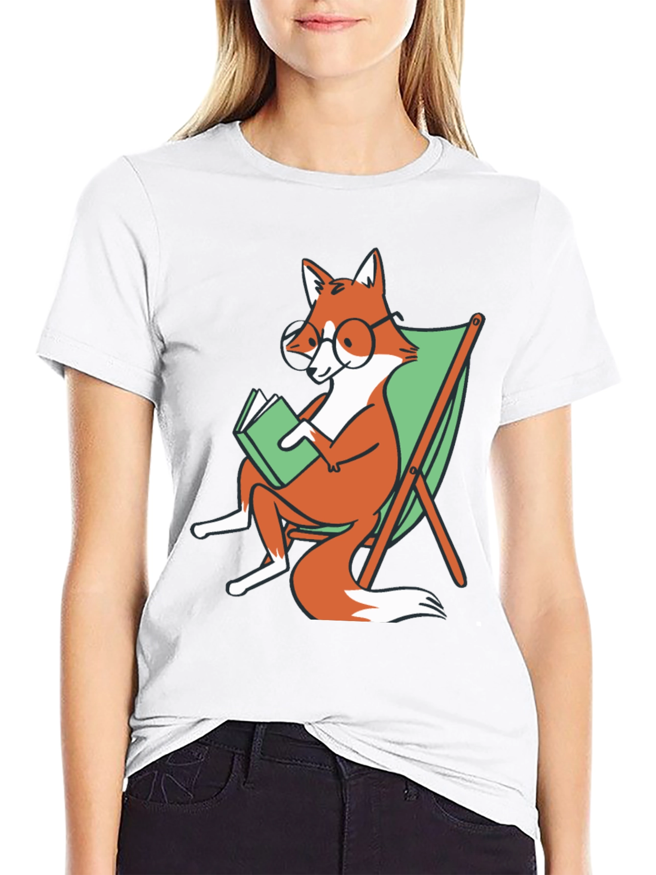 Fox Reading Book T-Shirt - Smart & Casual
