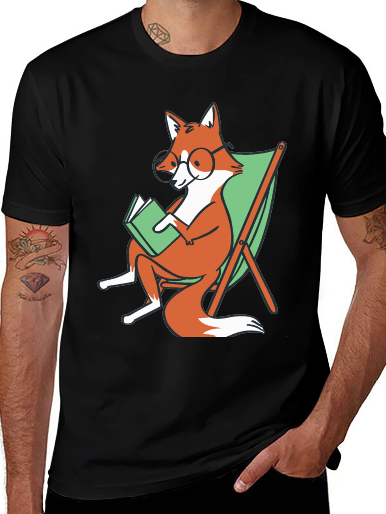 Fox Reading Book T-Shirt - Smart & Casual