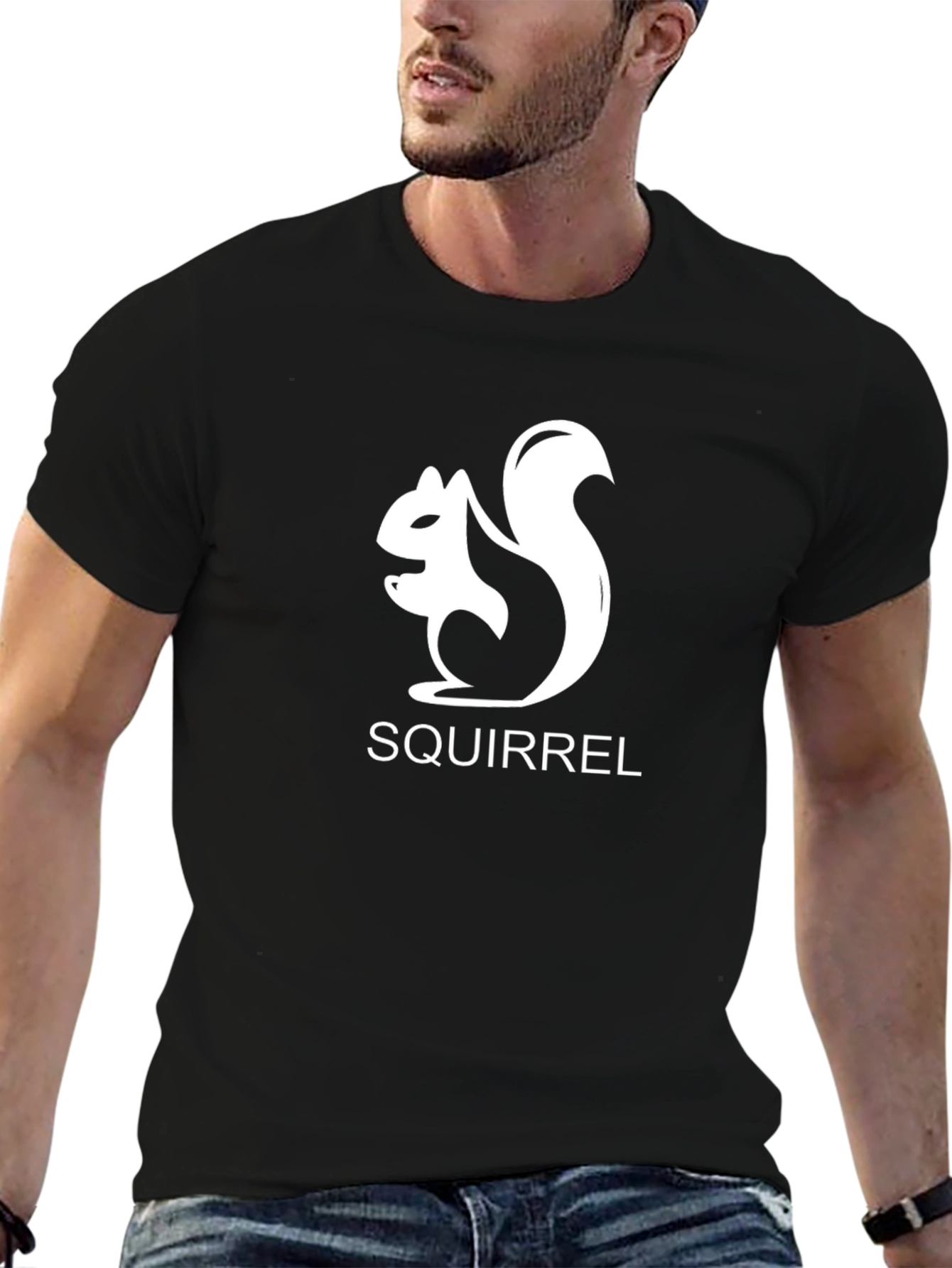 Squirrel Graphic Tee - Black Cotton T-Shirt