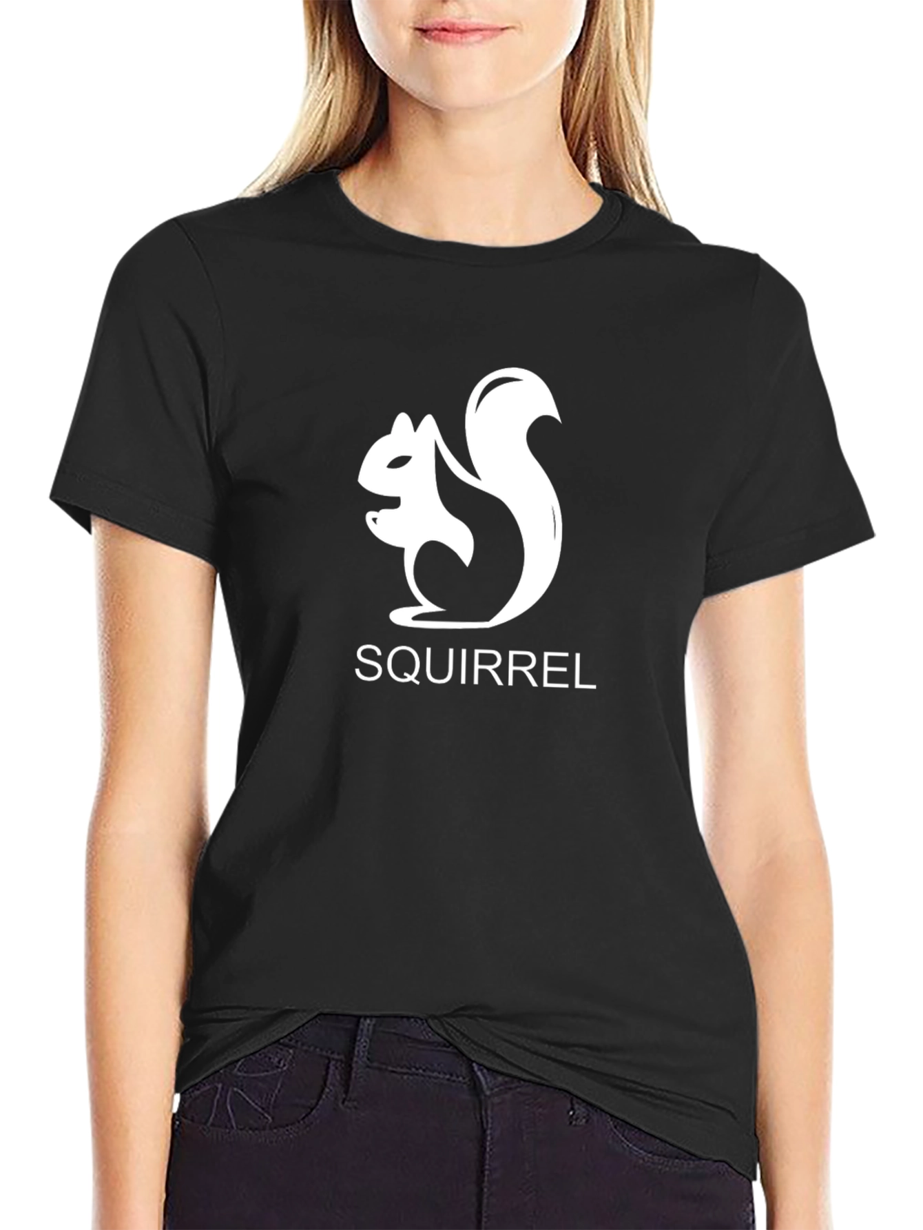 Squirrel Graphic Tee - Black Cotton T-Shirt