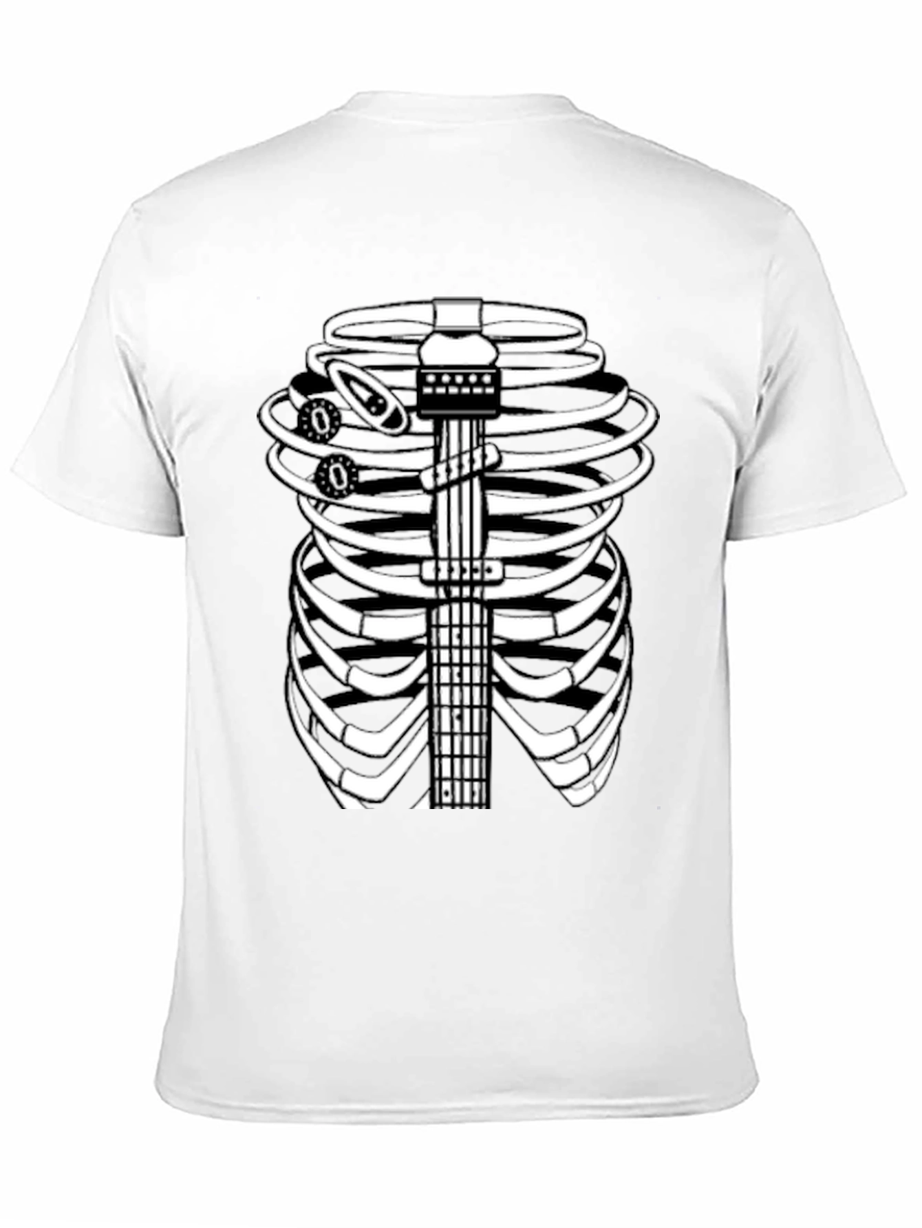 Guitar Rib Cage Skeleton Graphic Tee - Black