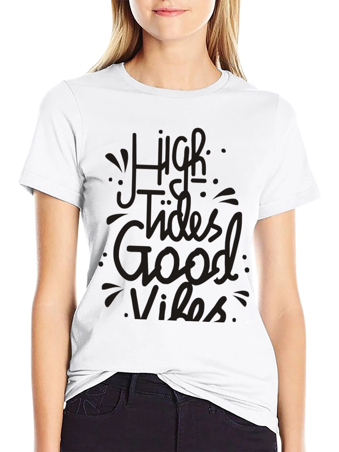 High Tides Good Vibes Graphic Tee - Black