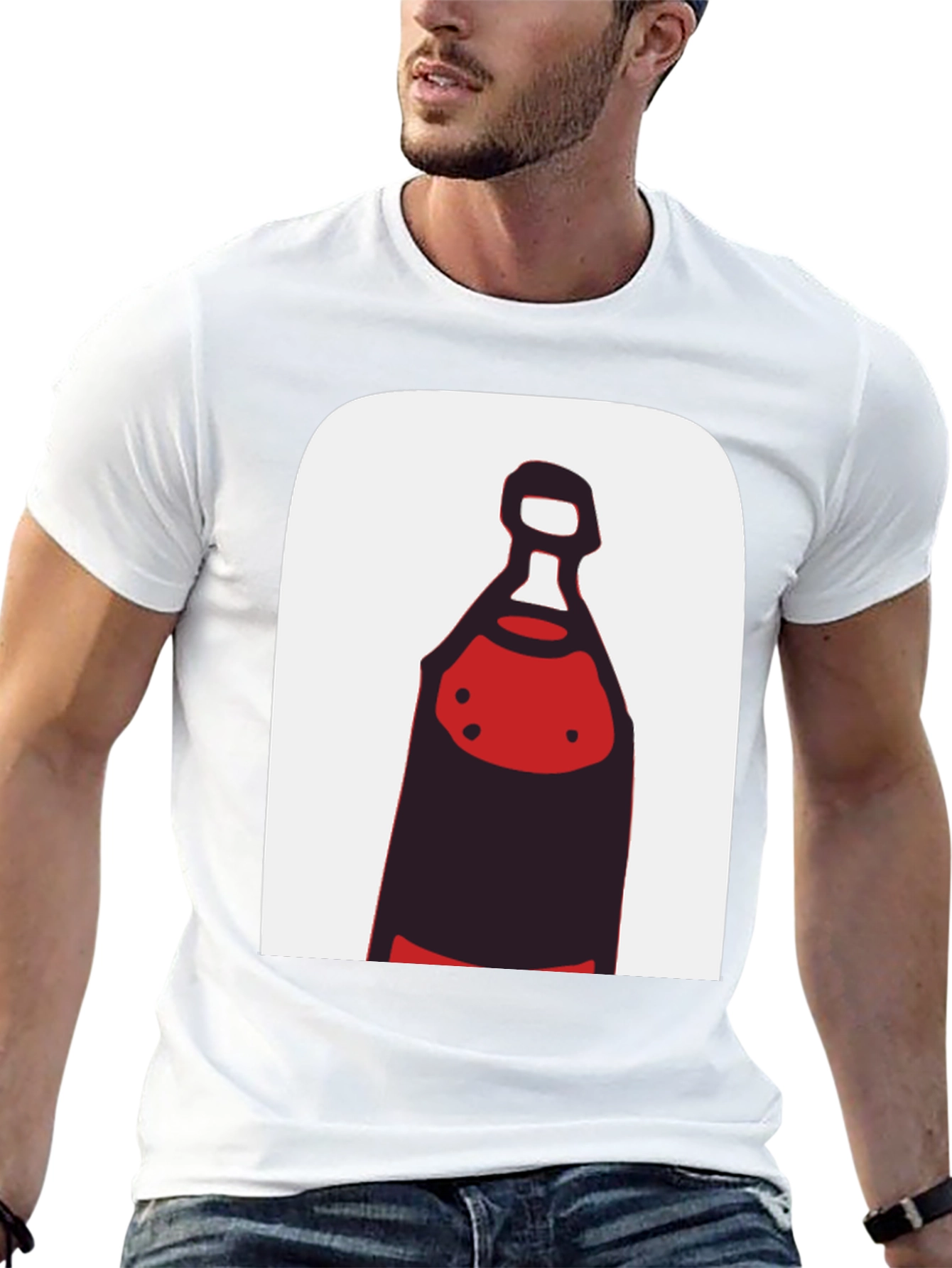 Abstract Bottle Graphic Tee - Black Cotton
