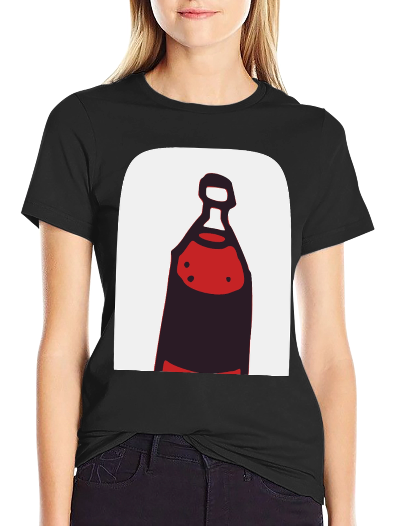 Abstract Bottle Graphic Tee - Black Cotton