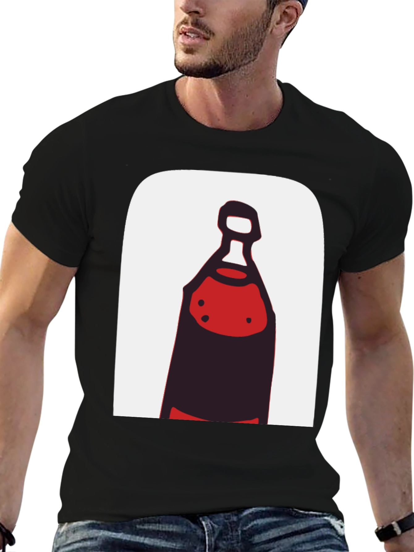 Abstract Bottle Graphic Tee - Black Cotton