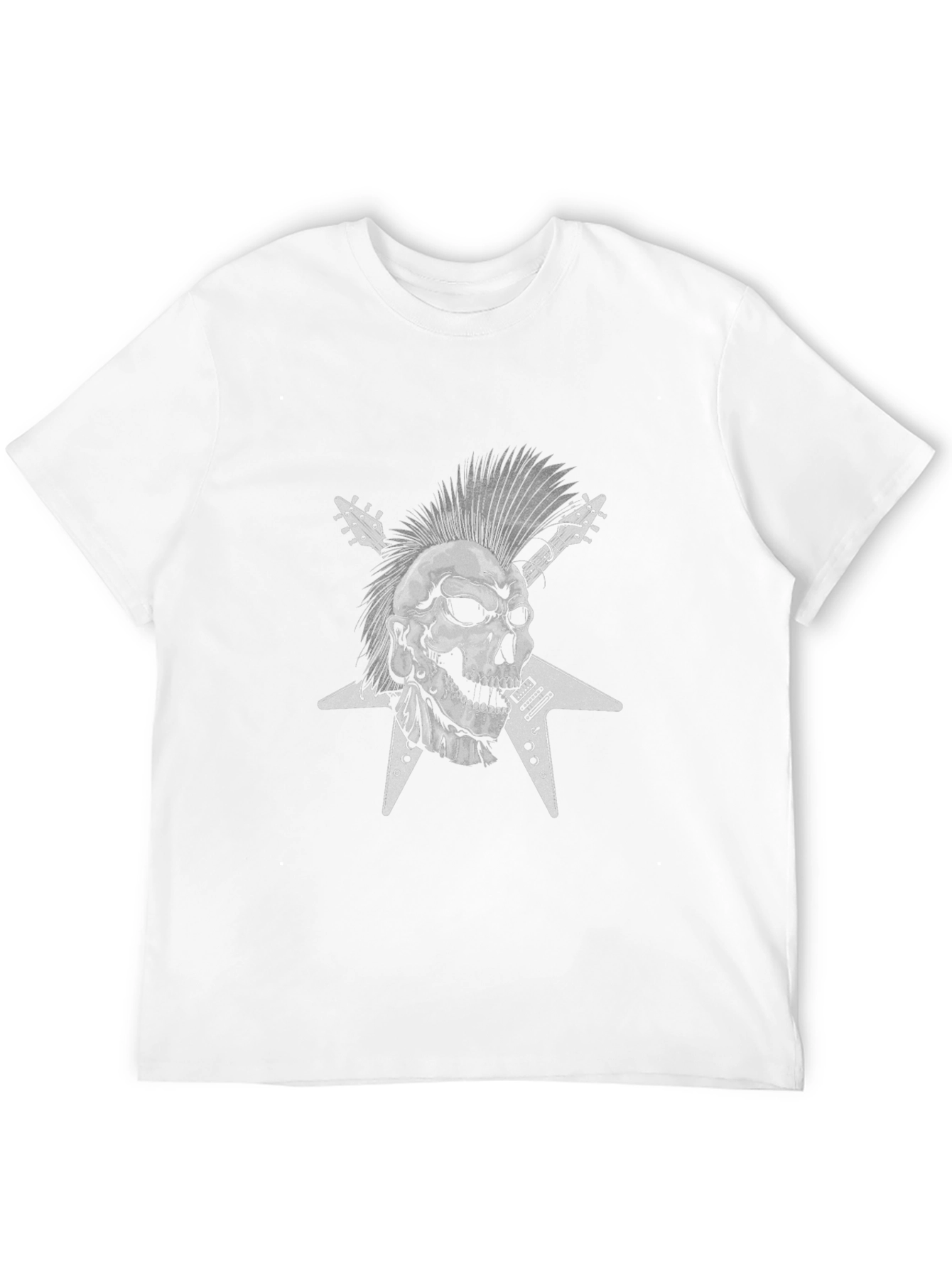 Punk Rock Skull & Guitar Graphic Tee - Black