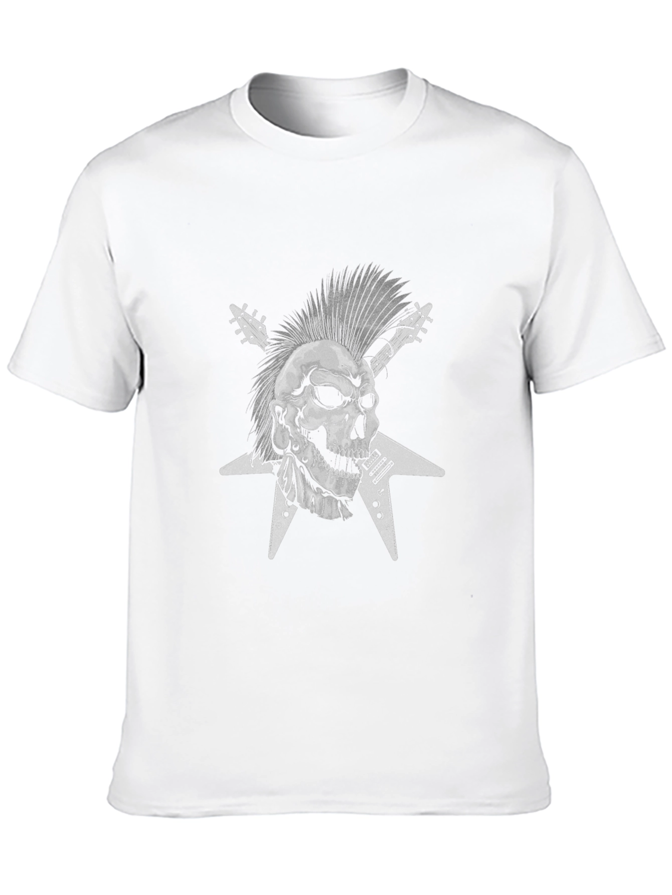 Punk Rock Skull & Guitar Graphic Tee - Black