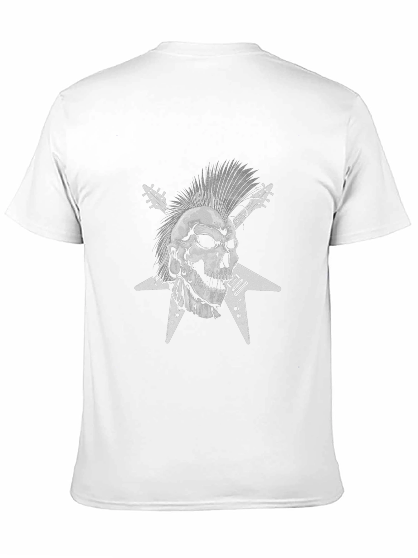 Punk Rock Skull & Guitar Graphic Tee - Black
