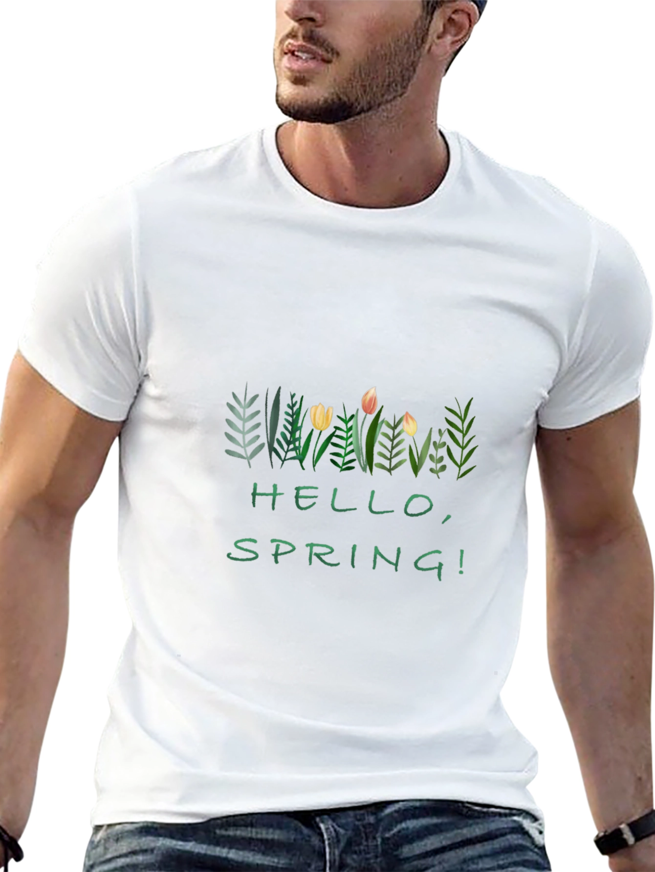 Hello Spring! Graphic Black T-Shirt