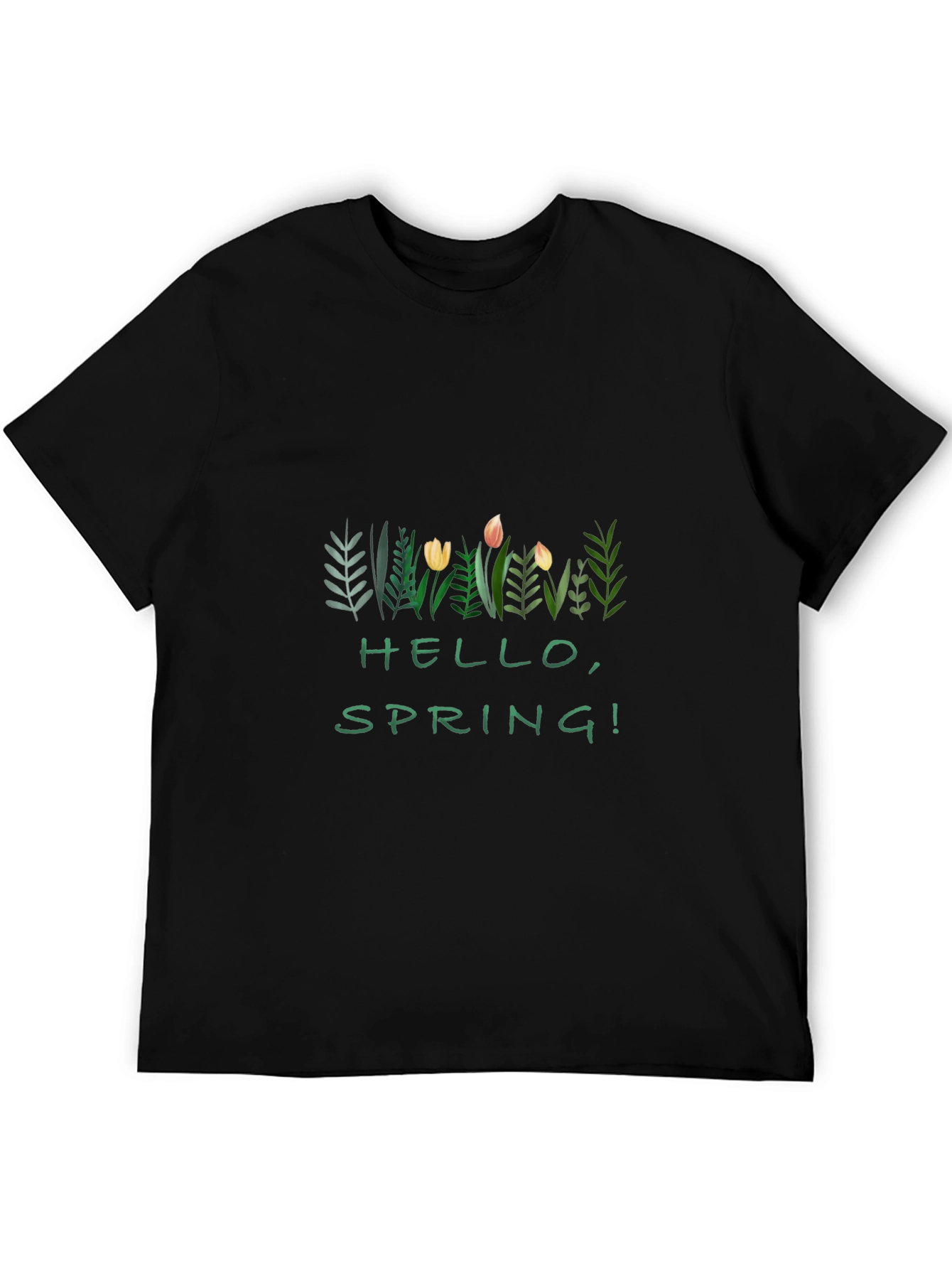 Hello Spring! Graphic Black T-Shirt