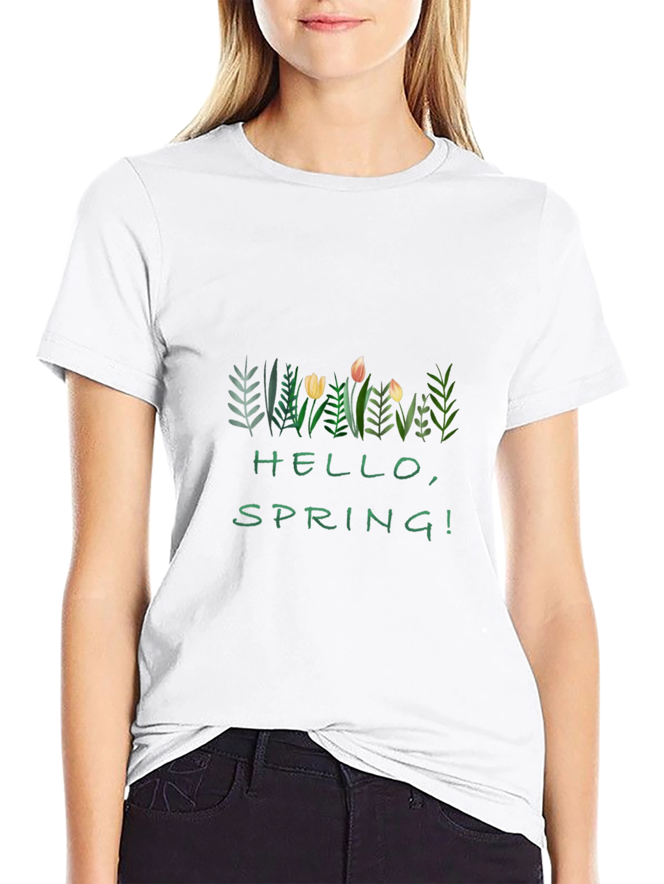 Hello Spring! Graphic Black T-Shirt