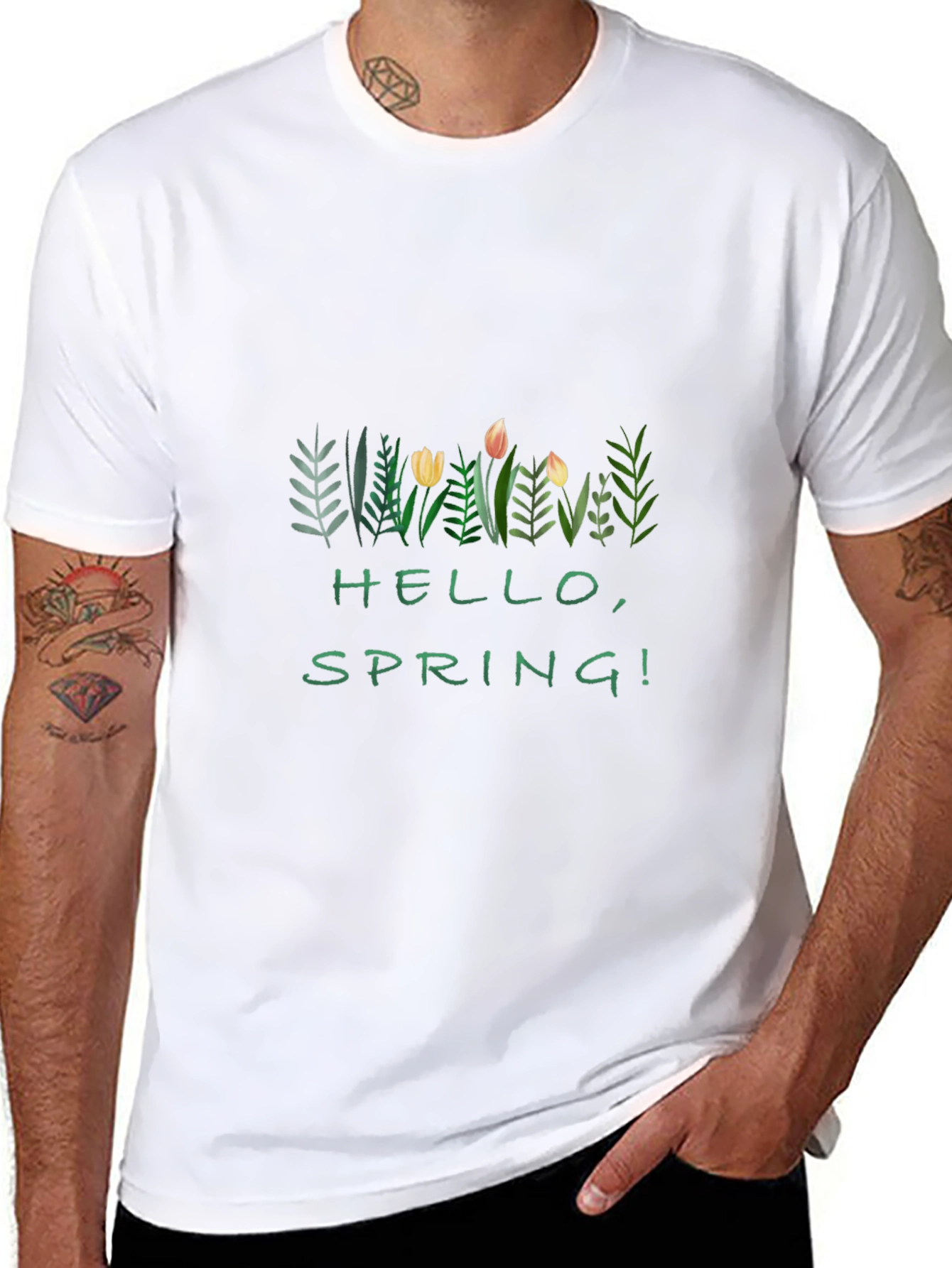 Hello Spring! Graphic Black T-Shirt
