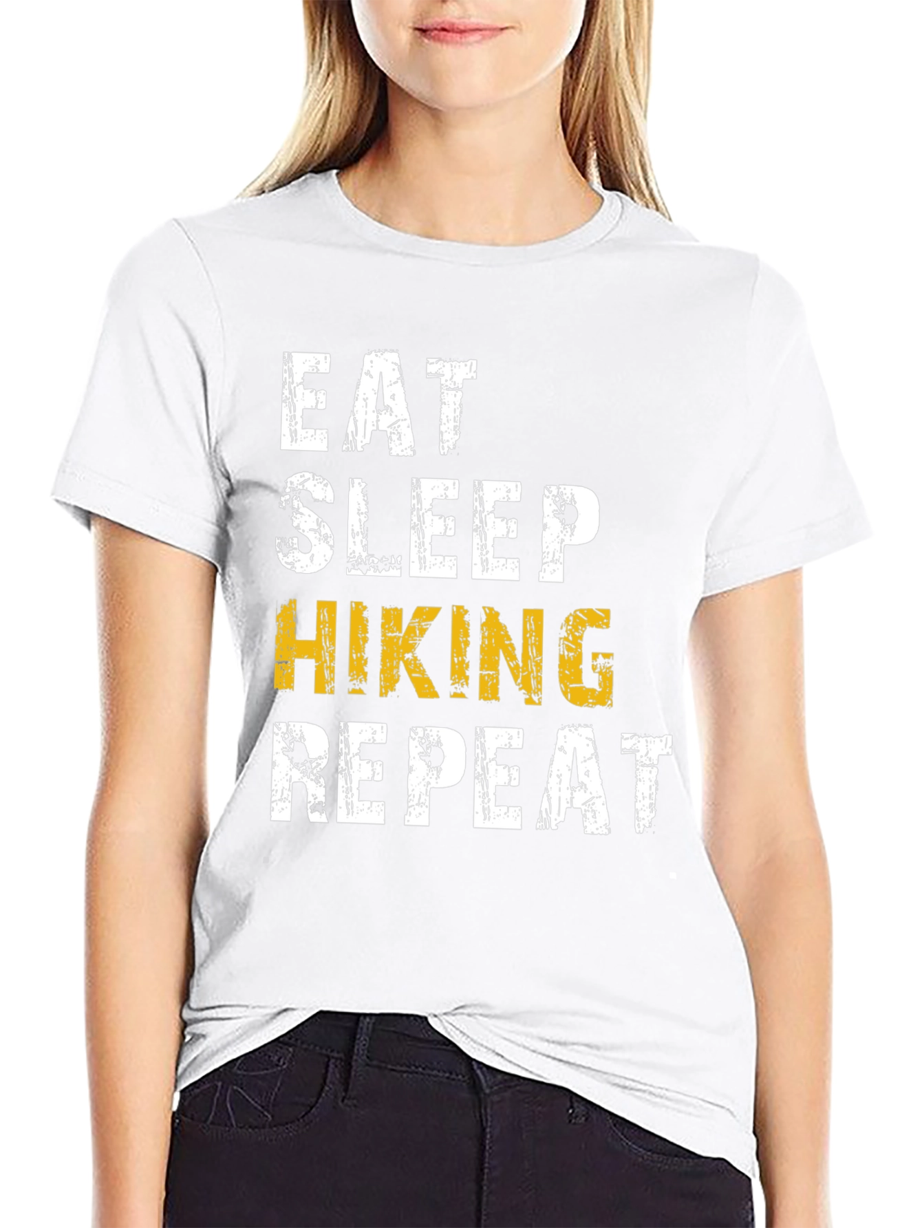 Eat Sleep Hiking Repeat T-Shirt - Black Cotton Tee