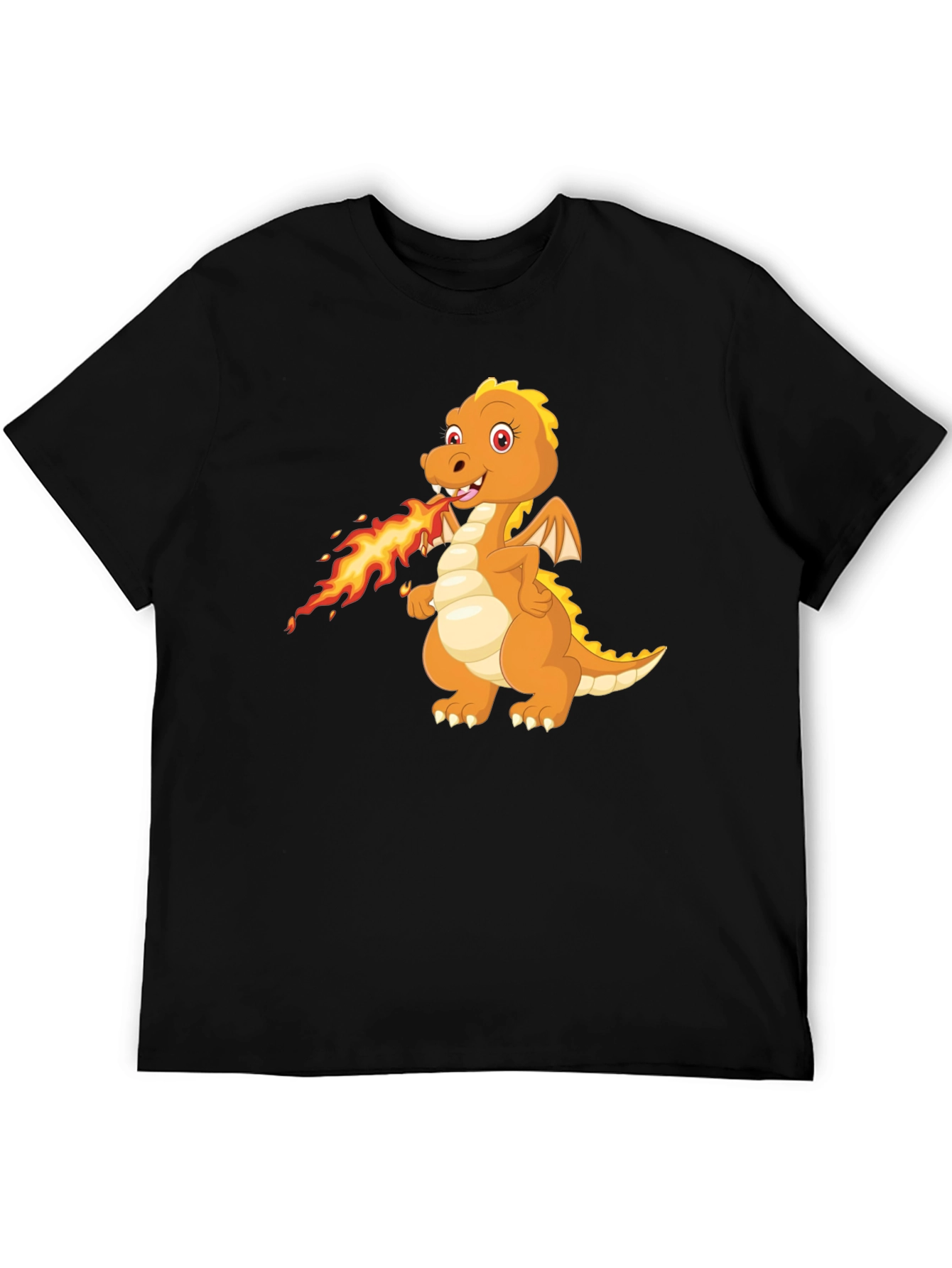 Dragon Fire T-Shirt - Black Cartoon Graphic