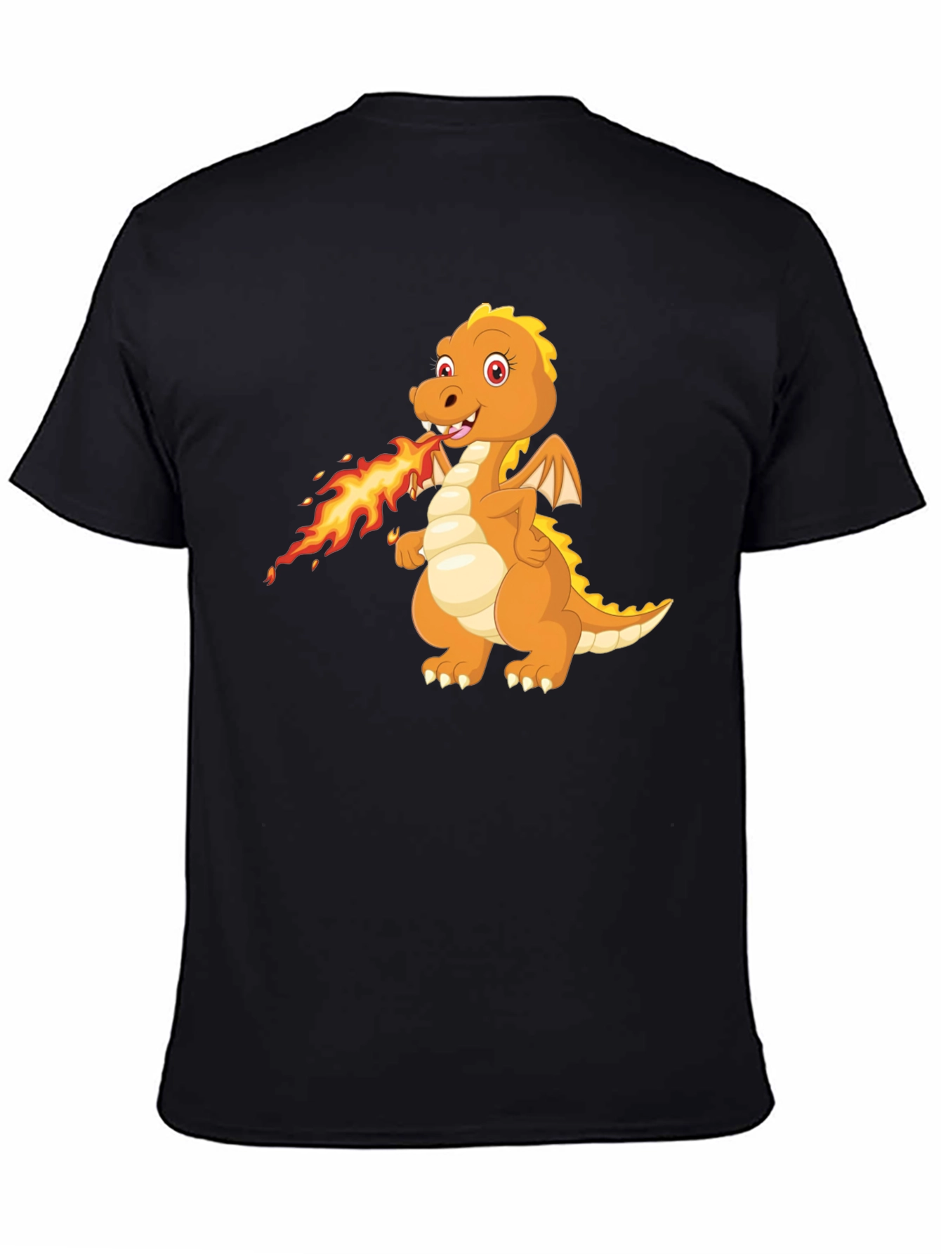 Dragon Fire T-Shirt - Black Cartoon Graphic