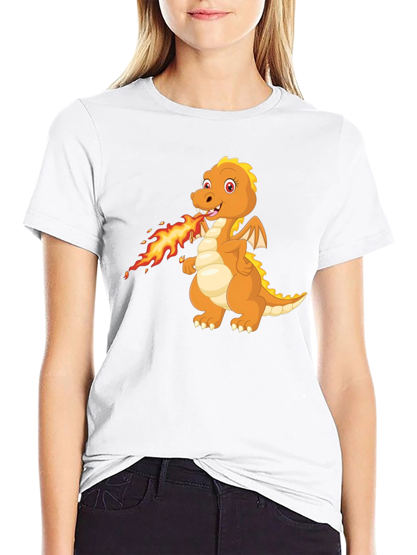 Dragon Fire T-Shirt - Black Cartoon Graphic