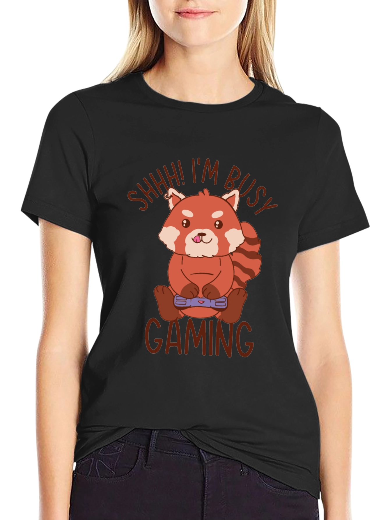 Gamer Red Panda T-Shirt - Shhh! Im Busy Gaming