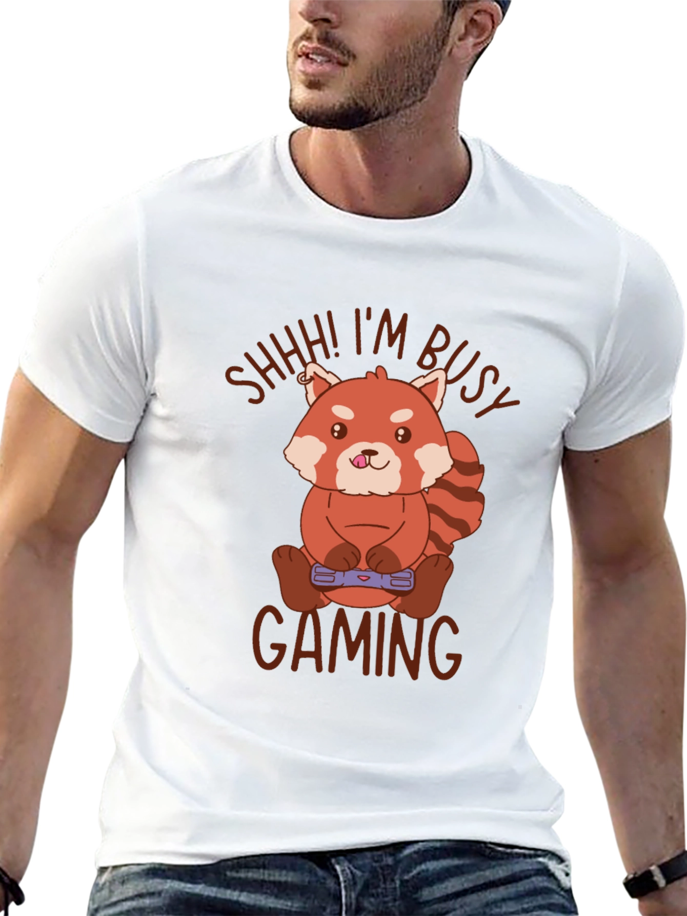 Gamer Red Panda T-Shirt - Shhh! Im Busy Gaming