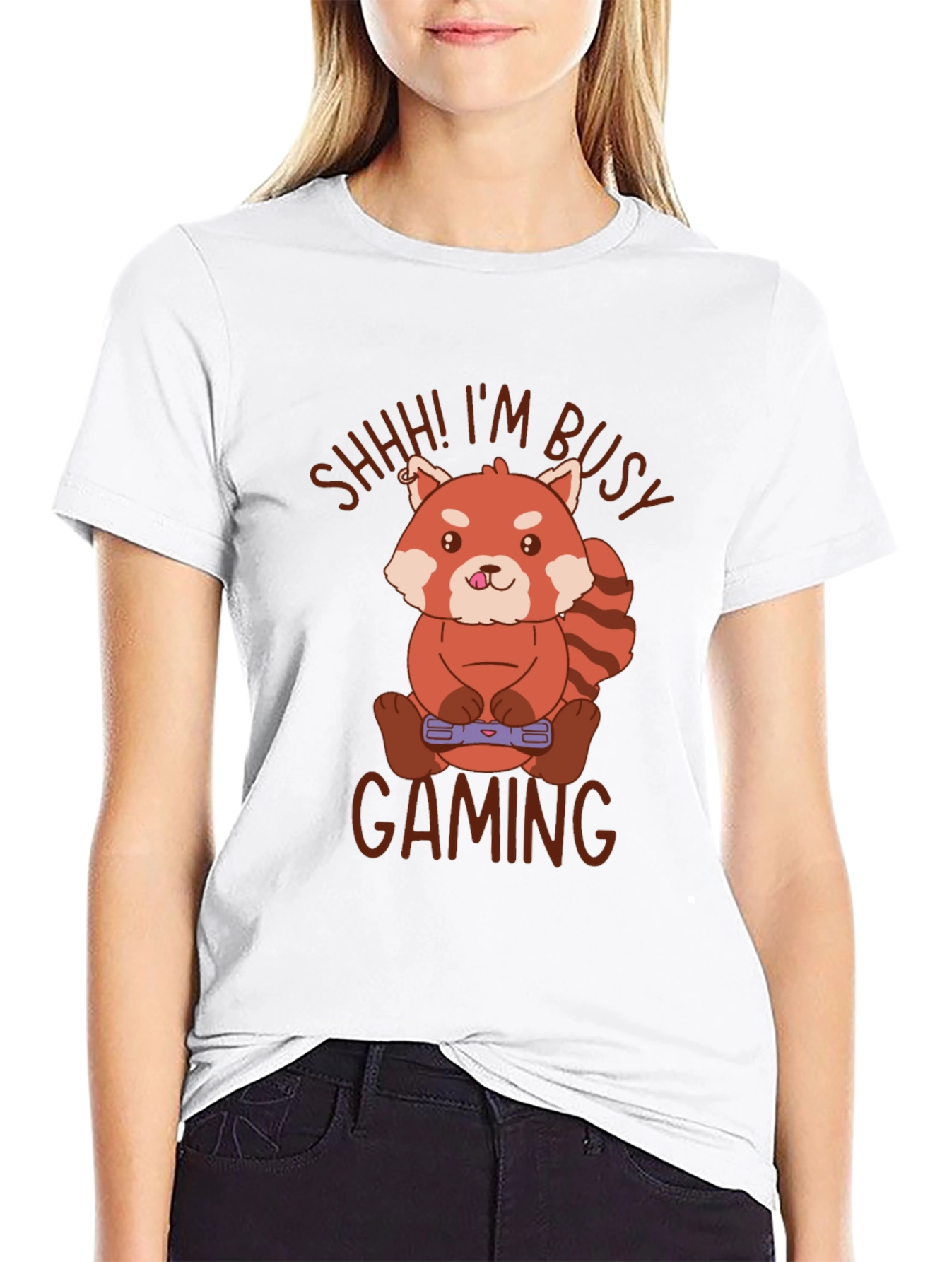 Gamer Red Panda T-Shirt - Shhh! Im Busy Gaming