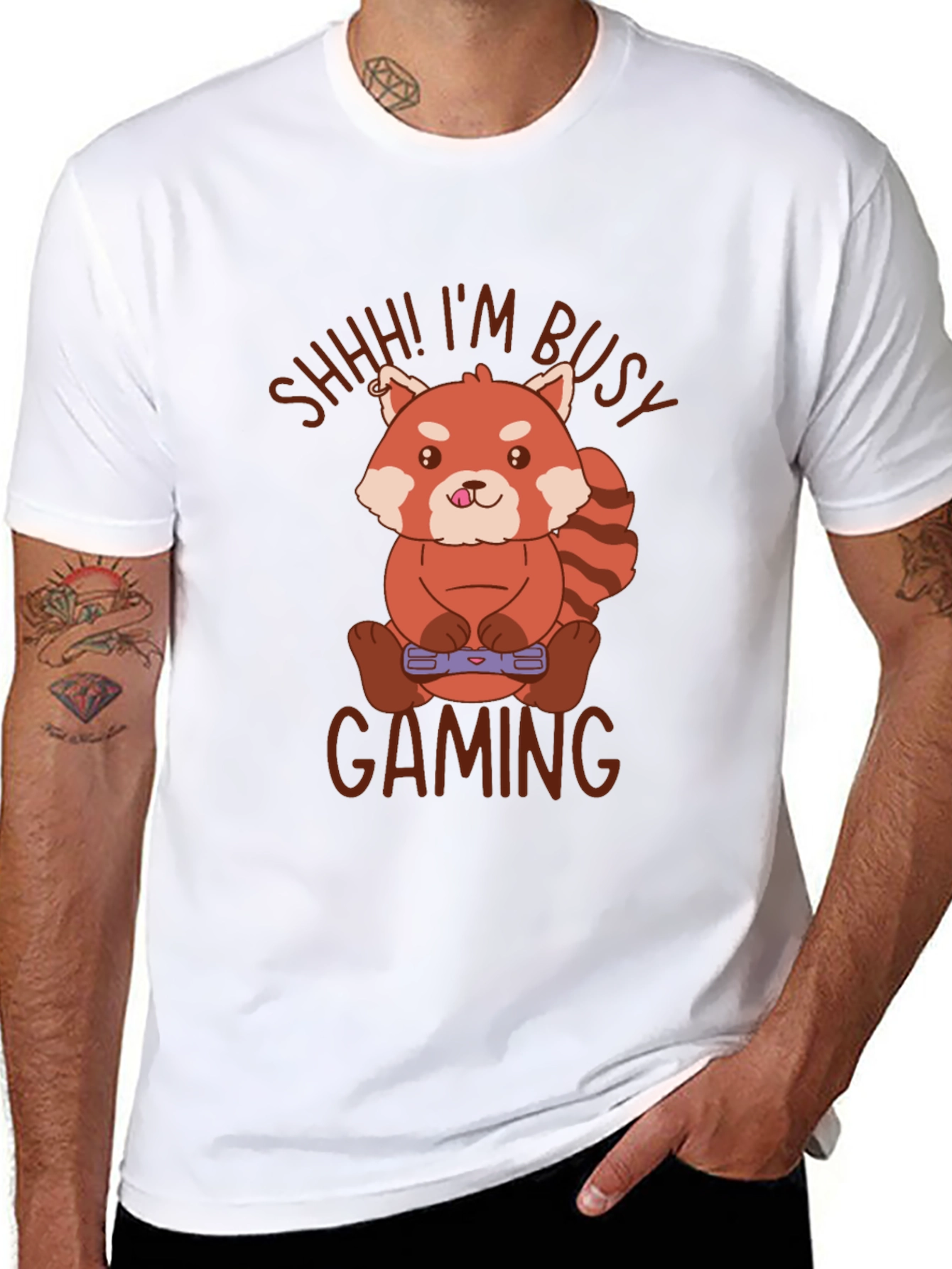 Gamer Red Panda T-Shirt - Shhh! Im Busy Gaming