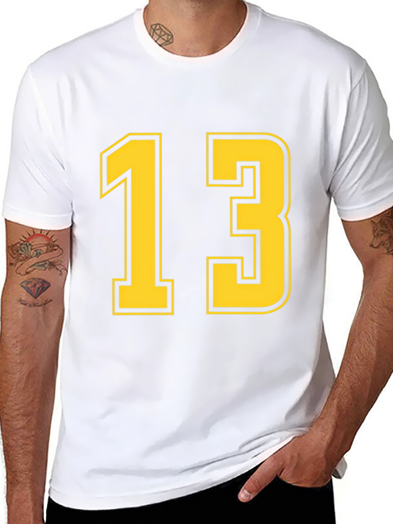 Black T-Shirt with Yellow Number 13