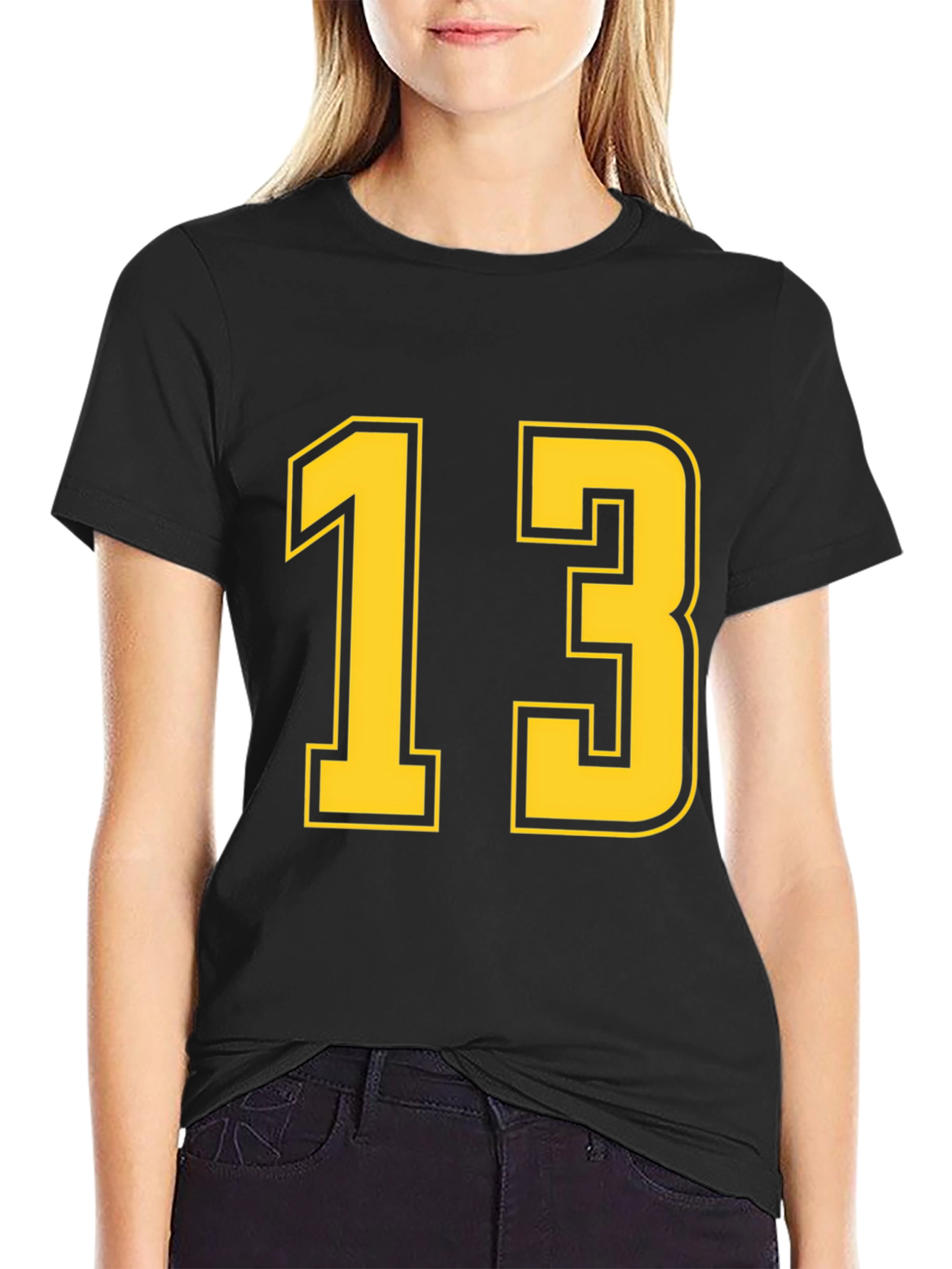 Black T-Shirt with Yellow Number 13